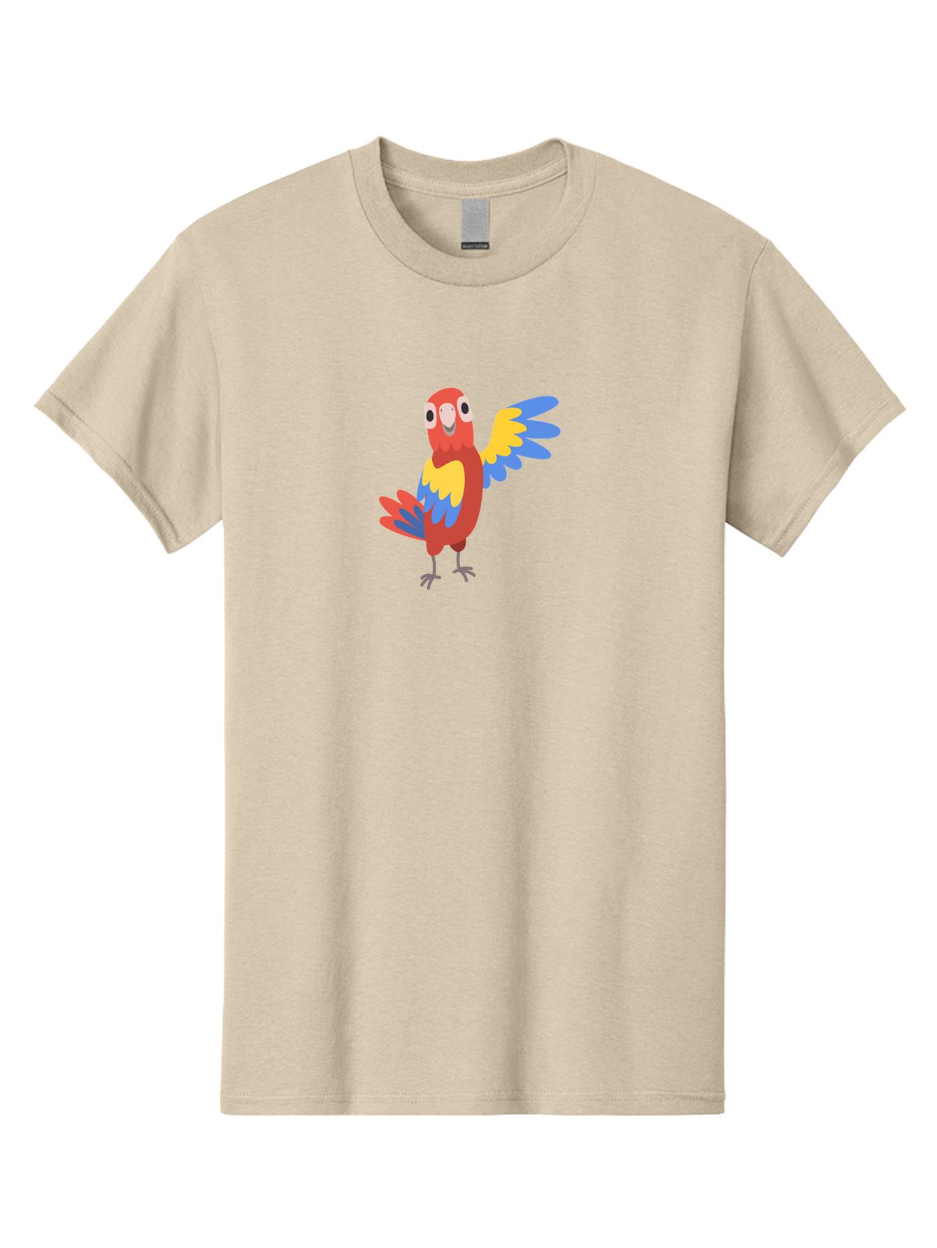 Colorful-Macaw Men'S Graphic Tee, 100% Cotton, Comfortable Casual Summer Wear, Machine Washable, Cartoon Parrot, Colorful Bird, Red, Yellow, Blue Feathers, Vibrant Plumage, Playful Design, Simple Illustration, Cartoon Character Aab823