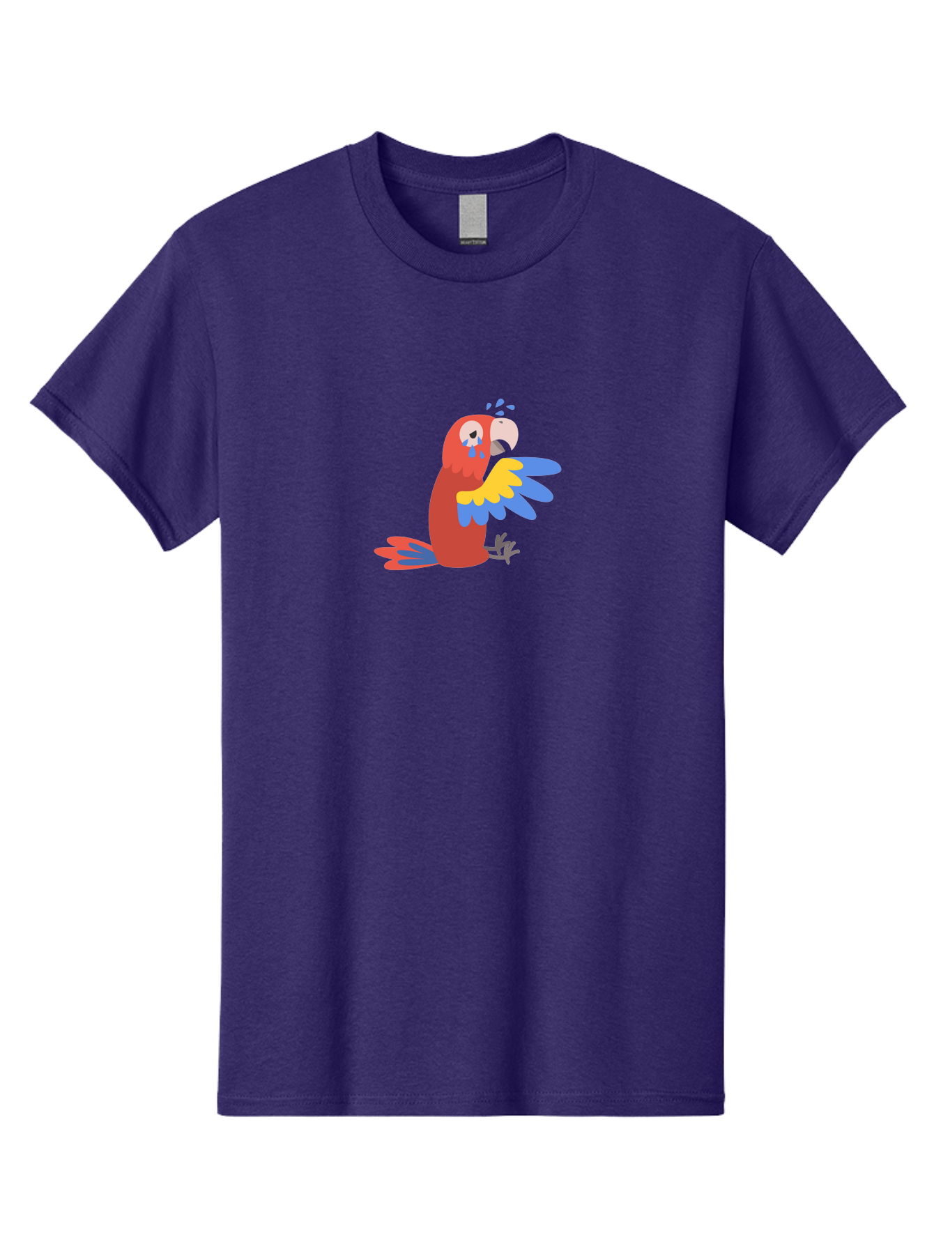 Crying-Parrot Men'S Graphic Tee, 100% Cotton, Comfortable Casual Summer Wear, Machine Washable, Sad Parrot, Crying Bird, Vibrant Feathers, Colorful Wings, Emotional Expression, Cartoon Style, Blue Tears, Yellow And Blue Wings, Red Plumage Aab828