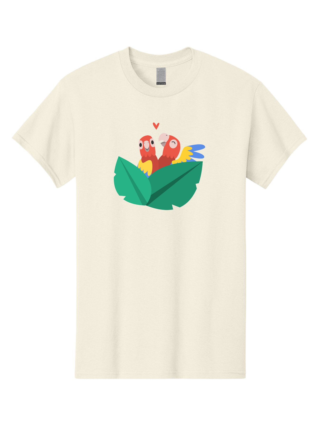 Lovebirds-Parrots Men'S Graphic Tee, 100% Cotton, Comfortable Casual Summer Wear, Machine Washable, Two Parrots, Red Parrots, Yellow And Blue Wings, Love Birds, Cartoon Parrots, Parrot Couple, Parrot Love, Bird Lovers Aab837