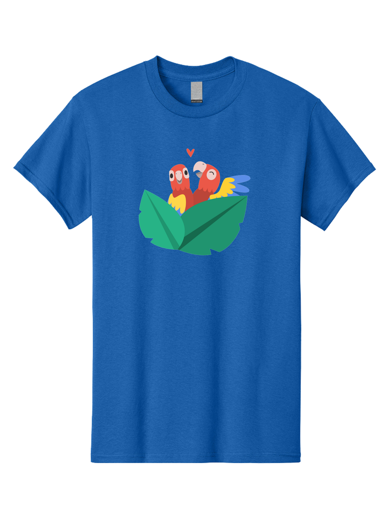 Lovebirds-Parrots Men'S Graphic Tee, 100% Cotton, Comfortable Casual Summer Wear, Machine Washable, Two Parrots, Red Parrots, Yellow And Blue Wings, Love Birds, Cartoon Parrots, Parrot Couple, Parrot Love, Bird Lovers Aab837