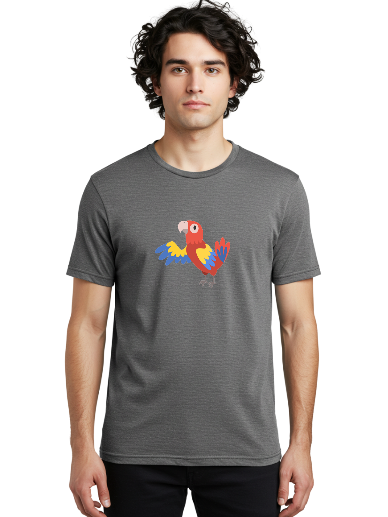 Macaw Men'S Graphic Tee, 100% Cotton, Comfortable Casual Summer Wear, Machine Washable, Colorful Parrot, Vibrant Red And Blue And Yellow Feathers, Cartoon Bird, Tropical Animal, Exotic Pet, Playful Creature Aab840
