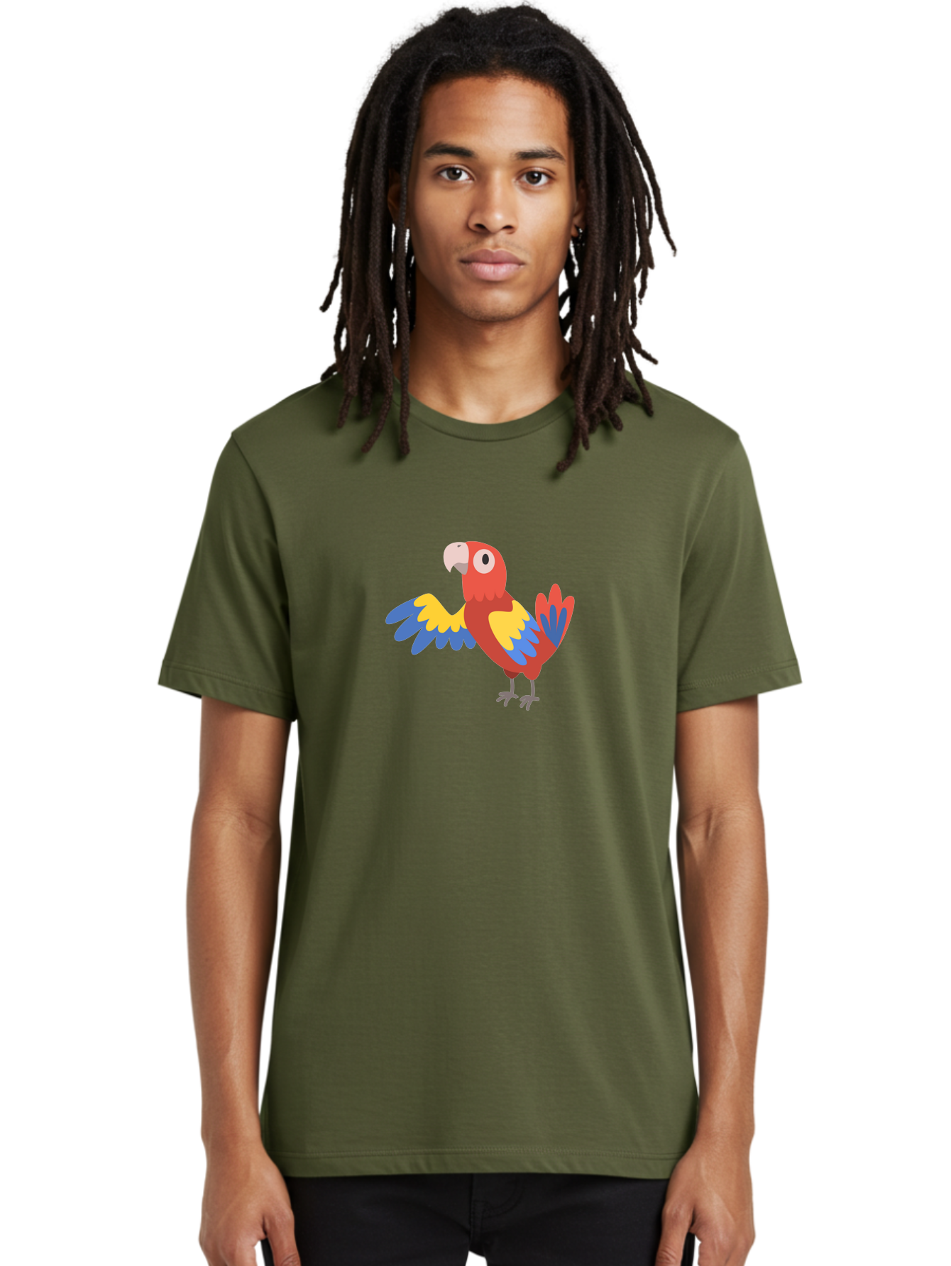 Macaw Men'S Graphic Tee, 100% Cotton, Comfortable Casual Summer Wear, Machine Washable, Colorful Parrot, Vibrant Red And Blue And Yellow Feathers, Cartoon Bird, Tropical Animal, Exotic Pet, Playful Creature Aab840