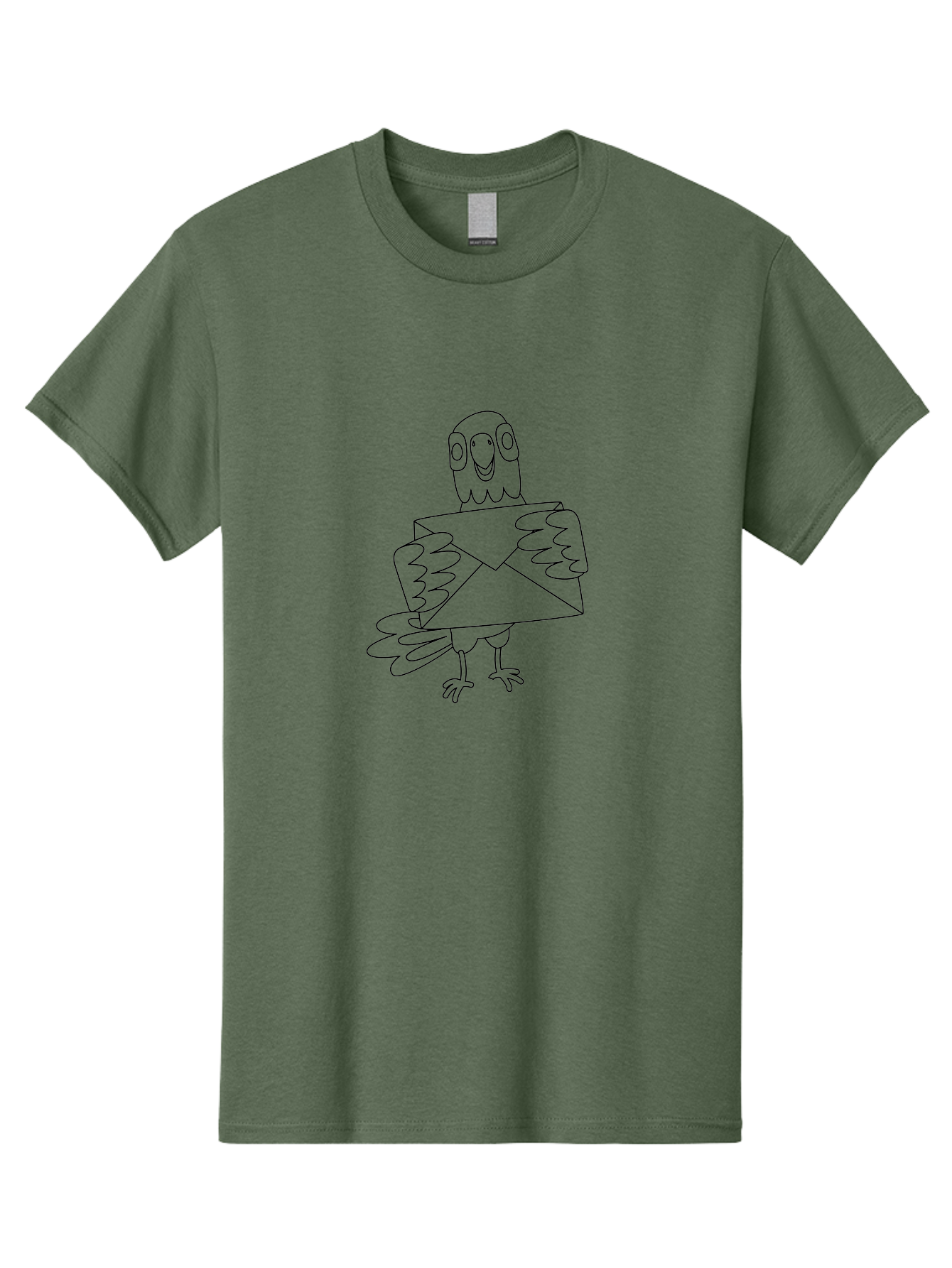 Owl-Holding-Envelope Men'S Graphic Tee, 100% Cotton, Comfortable Casual Summer Wear, Machine Washable, Cartoon Parrot, Envelope Delivery, Happy Bird, Quirky Illustration, Mail Service, Funny Animal, Simple Design, Cute Character, Aab844