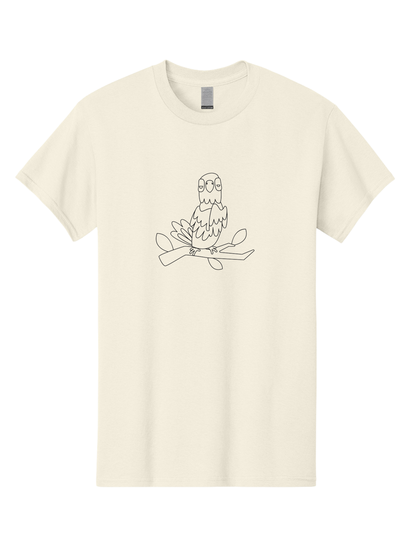 Owl-On-Branch Men'S Graphic Tee, 100% Cotton, Comfortable Casual Summer Wear, Machine Washable, Owl Perched On Tree Branch, Line Art Illustration, Simple Design, Cute Owl, Wildlife Art, Bird On Branch, Nature-Themed Graphics, Aab846