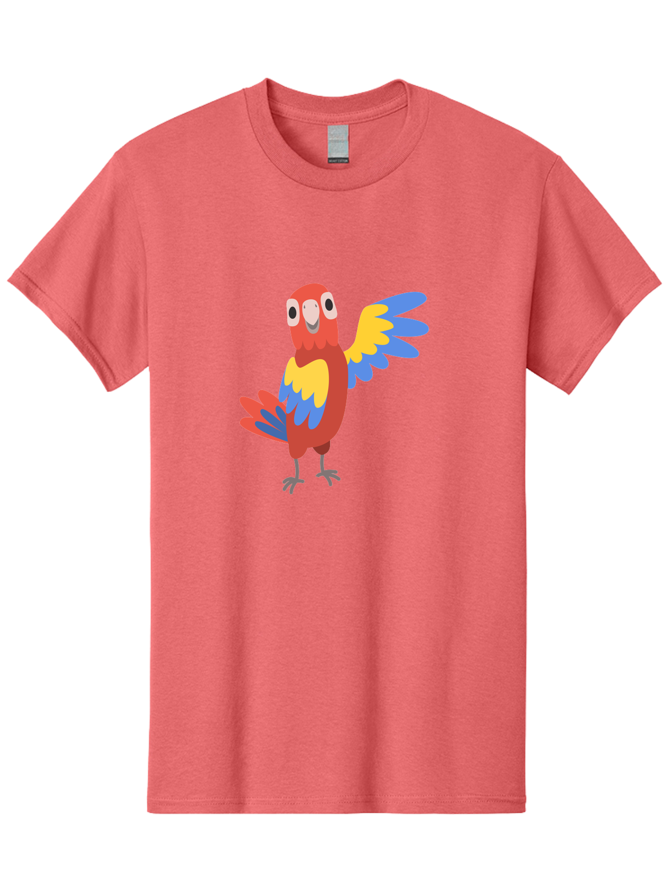 Parrot-1 Men'S Graphic Tee, 100% Cotton, Comfortable Casual Summer Wear, Machine Washable, Colorful Parrot, Cartoon Bird, Vibrant Red, Yellow, Blue Hues, Playful Wings, Happy Expression, Animated Character, Whimsical Design, Quirky Style Aab847