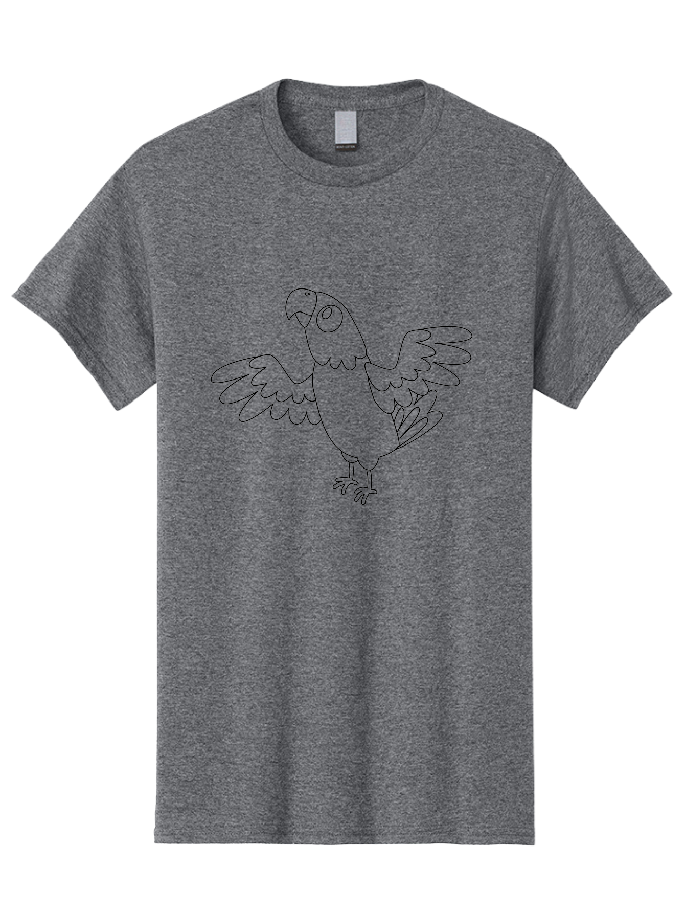 Parrot-11 Men'S Graphic Tee, 100% Cotton, Comfortable Casual Summer Wear, Machine Washable, Parrot With Spread Wings, Bird Outline, Cartoon Parrot, Simple Illustration, Minimalist Design, Wildlife Illustration Aab849