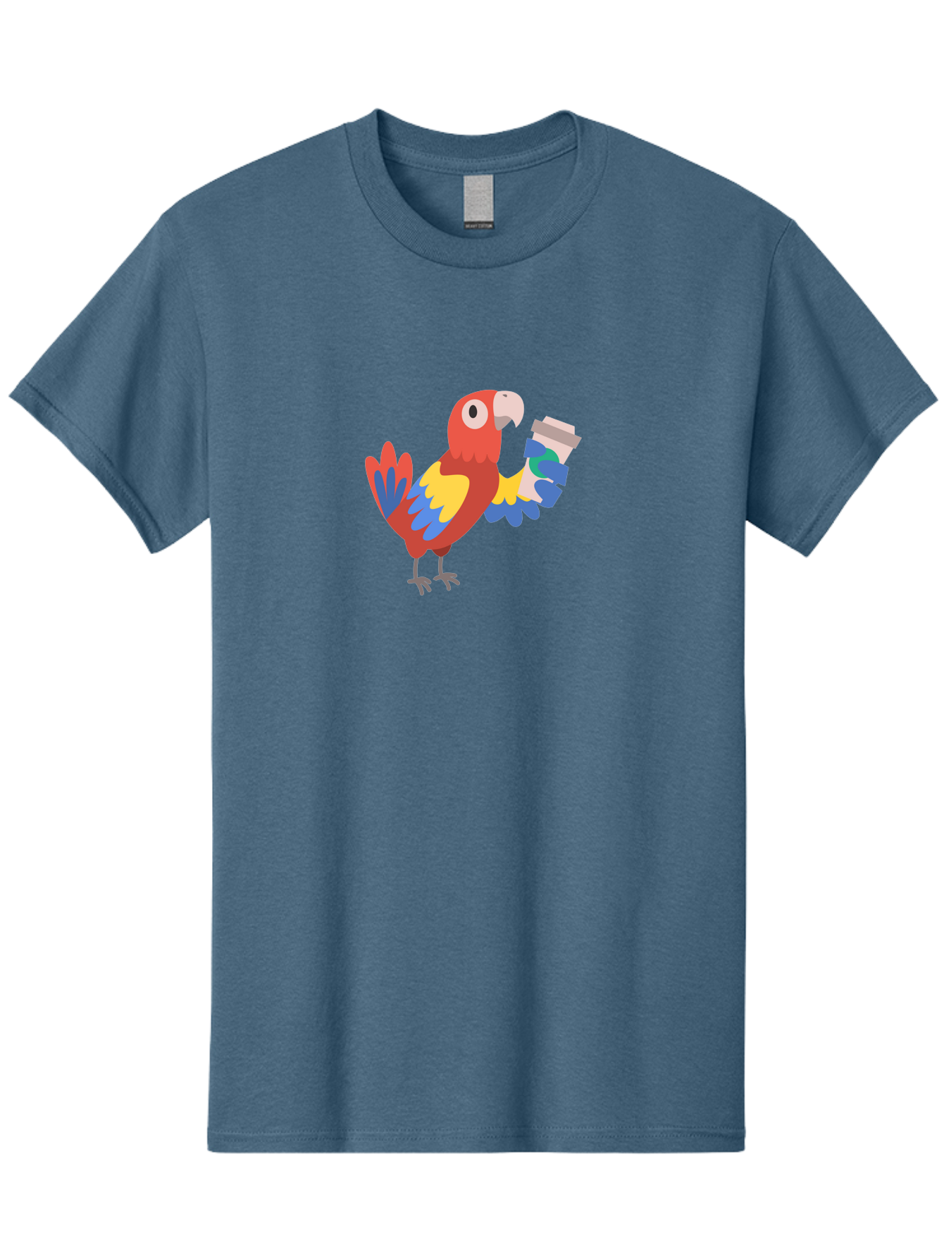 Parrot-2 Men'S Graphic Tee, 100% Cotton, Comfortable Casual Summer Wear, Machine Washable, Colorful Parrot, Cartoon Bird, Coffee Cup, Vibrant Feathers, Playful Illustration, Tropical Bird, Coffee Love, Exotic Pet Aab850