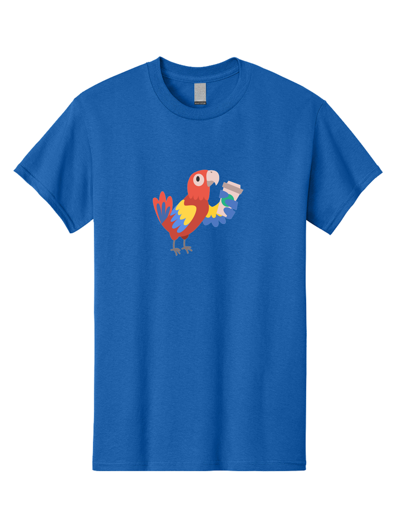 Parrot-2 Men'S Graphic Tee, 100% Cotton, Comfortable Casual Summer Wear, Machine Washable, Colorful Parrot, Cartoon Bird, Coffee Cup, Vibrant Feathers, Playful Illustration, Tropical Bird, Coffee Love, Exotic Pet Aab850