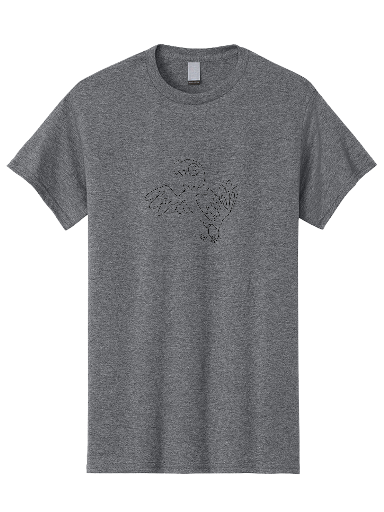 Parrot-4 Men'S Graphic Tee, 100% Cotton, Comfortable Casual Summer Wear, Machine Washable, Line Art Parrot, Simple Illustration, Cartoon Style, Bird Silhouette, Animal Outline, Coloring Page, Minimalist Design, Winged Creature, Aab852