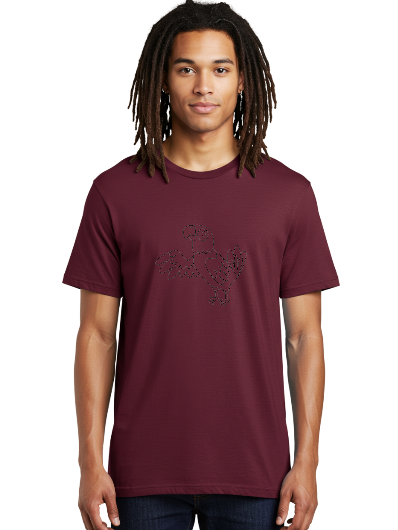 Parrot-4 Men'S Graphic Tee, 100% Cotton, Comfortable Casual Summer Wear, Machine Washable, Line Art Parrot, Simple Illustration, Cartoon Style, Bird Silhouette, Animal Outline, Coloring Page, Minimalist Design, Winged Creature, Aab852