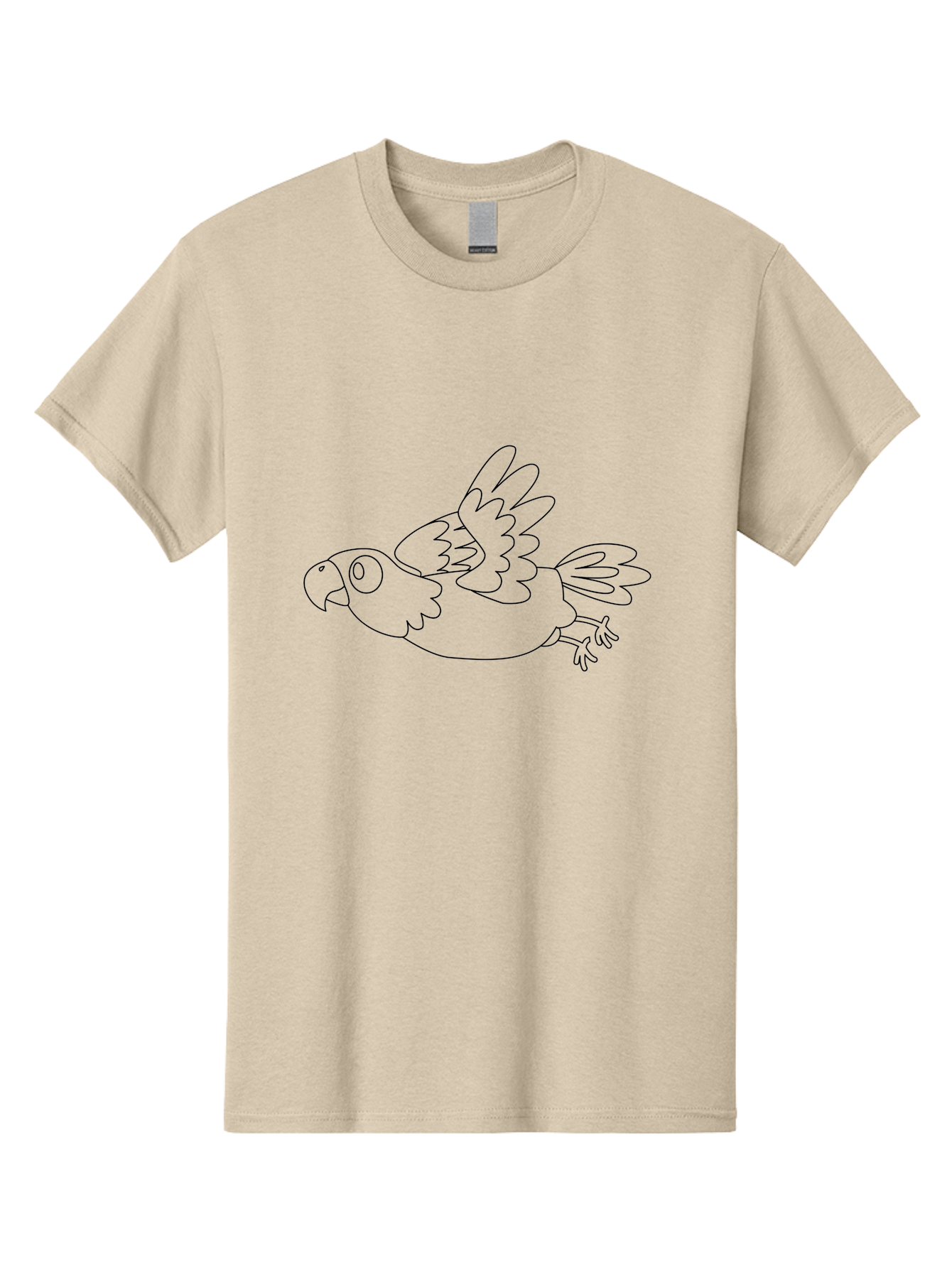 Parrot-6 Men'S Graphic Tee, 100% Cotton, Comfortable Casual Summer Wear, Machine Washable, Parrot Illustration, Simple Outline, Flying Bird, Cartoon Style, Minimalist Design, Bird Graphics Aab854