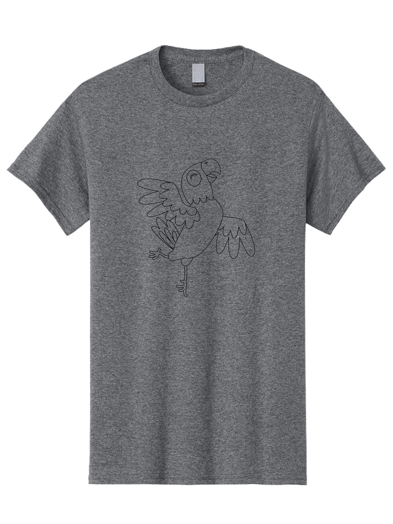 Parrot-9 Men'S Graphic Tee, 100% Cotton, Comfortable Casual Summer Wear, Machine Washable, Parrot Illustration, Simple Line Art, Cartoon Bird, Minimalist Design, Bird Outline, Tropical Animal, Wildlife Art, Single Leg Stance Aab857