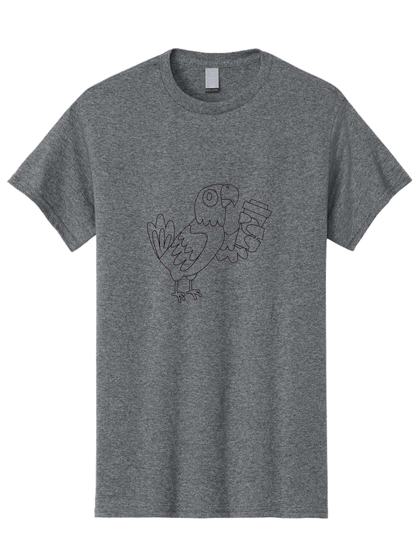 Parrot-Holding-Cups Men'S Graphic Tee, 100% Cotton, Comfortable Casual Summer Wear, Machine Washable, Parrot Holding Coffee, Coffee Lover, Bird With Coffee, Cartoon Parrot, Funny Parrot, Coffee Time Aab861