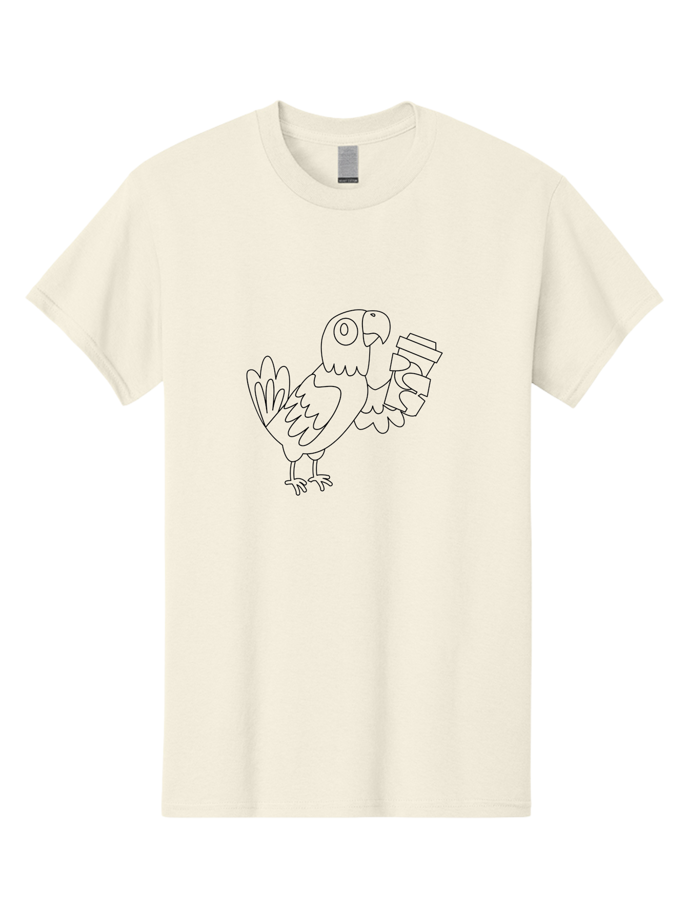 Parrot-Holding-Cups Men'S Graphic Tee, 100% Cotton, Comfortable Casual Summer Wear, Machine Washable, Parrot Holding Coffee, Coffee Lover, Bird With Coffee, Cartoon Parrot, Funny Parrot, Coffee Time Aab861