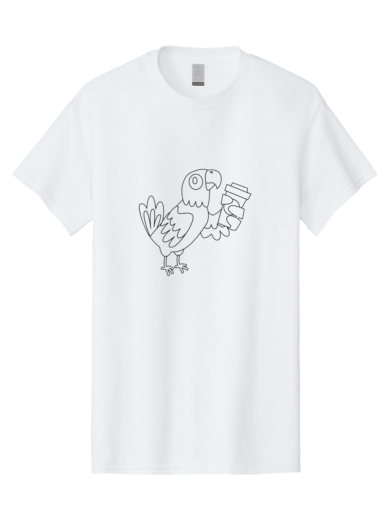 Parrot-Holding-Cups Men'S Graphic Tee, 100% Cotton, Comfortable Casual Summer Wear, Machine Washable, Parrot Holding Coffee, Coffee Lover, Bird With Coffee, Cartoon Parrot, Funny Parrot, Coffee Time Aab861