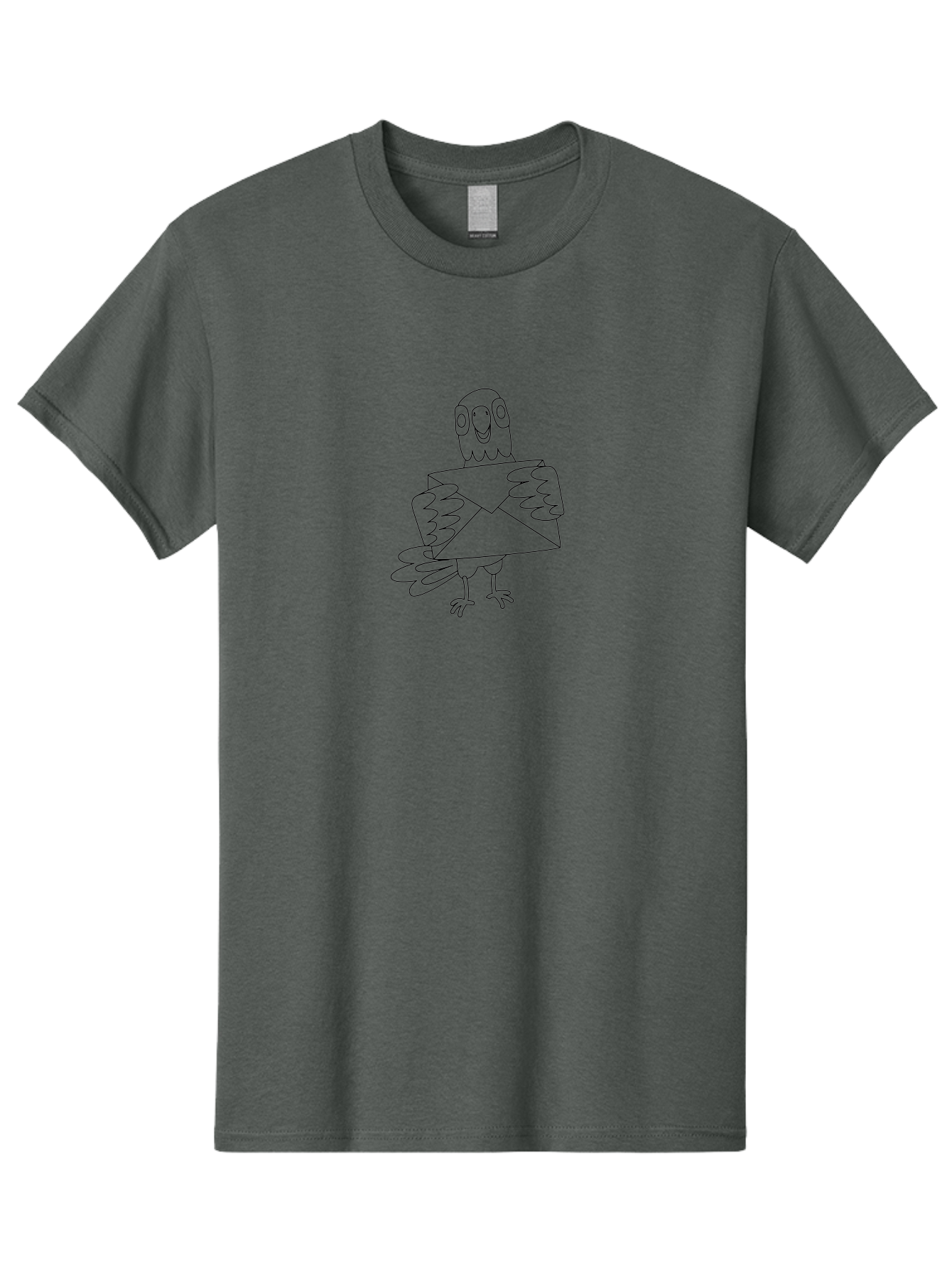 Parrot-Holding-Envelope Men'S Graphic Tee, 100% Cotton, Comfortable Casual Summer Wear, Machine Washable, Parrot Holding Envelope, Cartoon Bird, Simple Illustration, Black And White Drawing, Mail Delivery, Amusing Character, Fowl With Letter Aab862