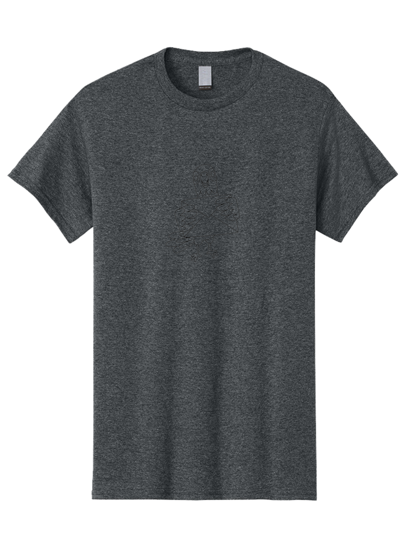 Parrot-Holding-Envelope Men'S Graphic Tee, 100% Cotton, Comfortable Casual Summer Wear, Machine Washable, Parrot Holding Envelope, Cartoon Bird, Simple Illustration, Black And White Drawing, Mail Delivery, Amusing Character, Fowl With Letter Aab862