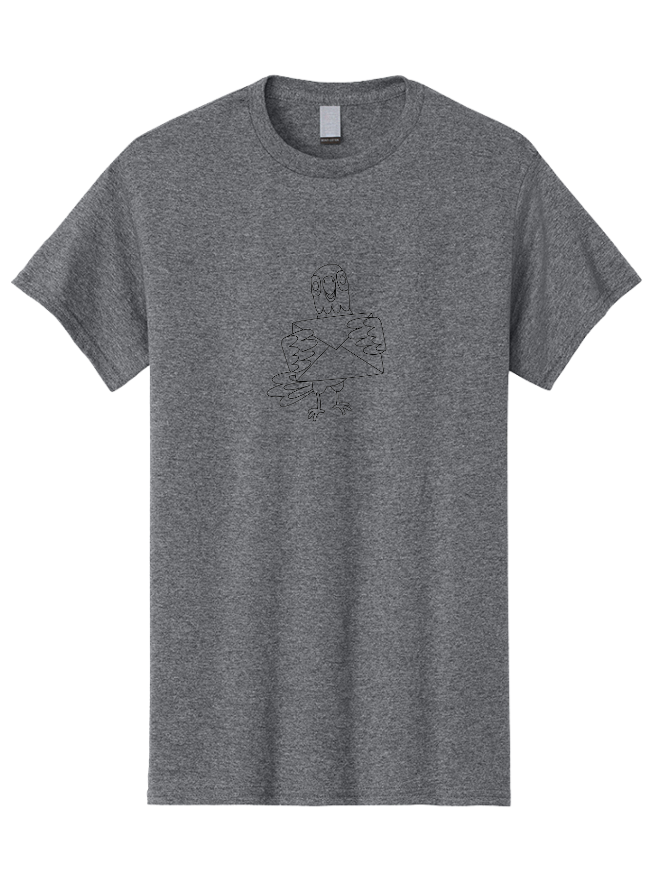 Parrot-Holding-Envelope Men'S Graphic Tee, 100% Cotton, Comfortable Casual Summer Wear, Machine Washable, Parrot Holding Envelope, Cartoon Bird, Simple Illustration, Black And White Drawing, Mail Delivery, Amusing Character, Fowl With Letter Aab862