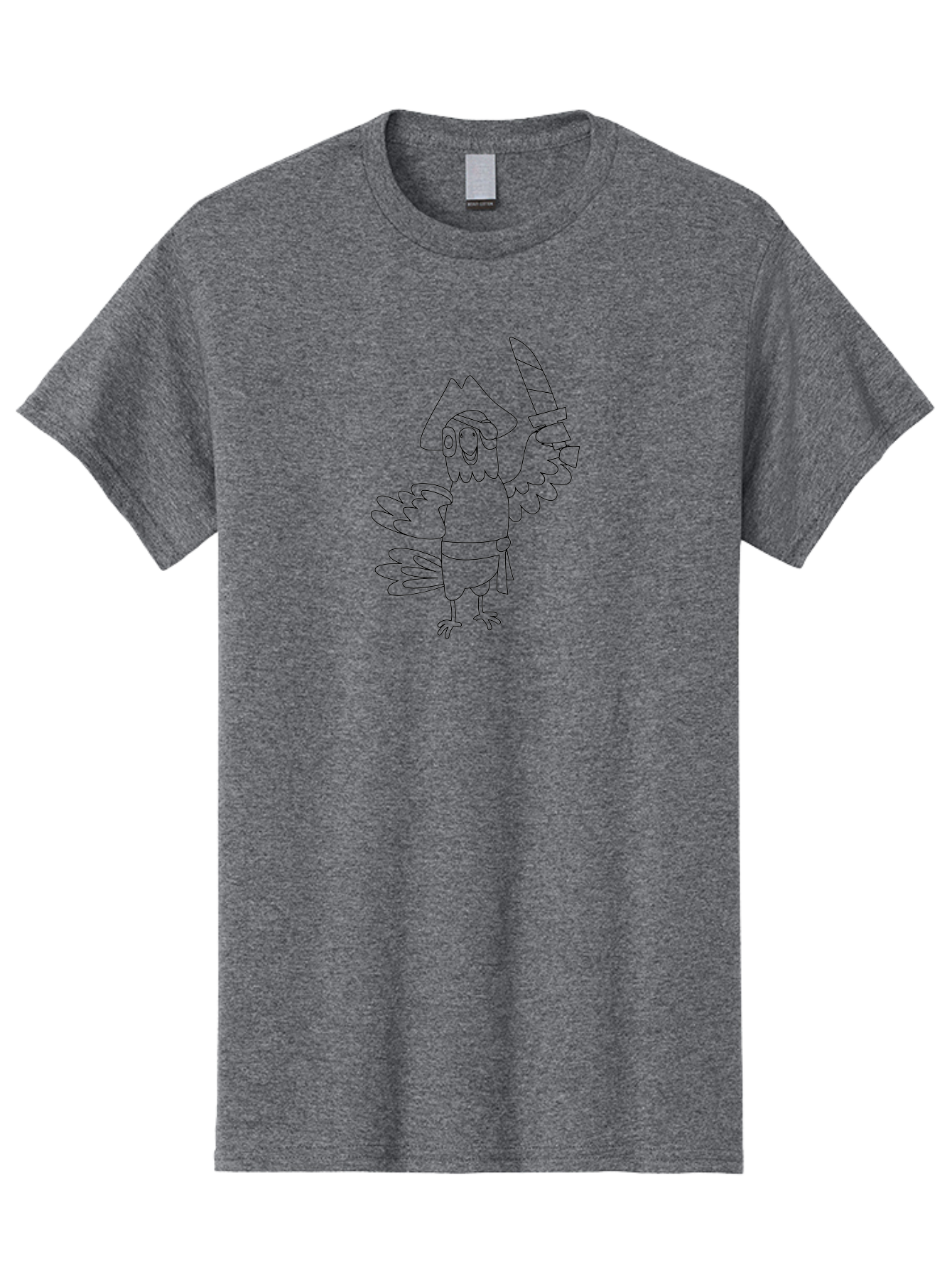 Pirate-Bird Men'S Graphic Tee, 100% Cotton, Comfortable Casual Summer Wear, Machine Washable, Cartoon Parrot Pirate, Pirate Bird Character, Swashbuckling Parrot, Pirate Hat, Pirate Sword, Kids Cartoon, Coloring Page, Cartoon Character Aab873
