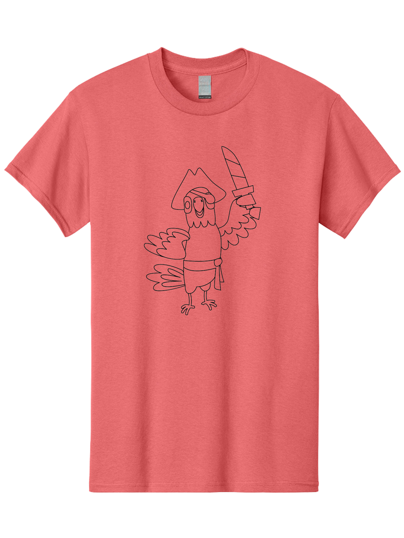 Pirate-Parrot-2 Men'S Graphic Tee, 100% Cotton, Comfortable Casual Summer Wear, Machine Washable, Cartoon Parrot, Pirate Character, Swashbuckling Adventure, Pirate Hat, Sword, Pirate Costume, Comedic Illustration, Swashbuckler, Pirate Theme, Aab875