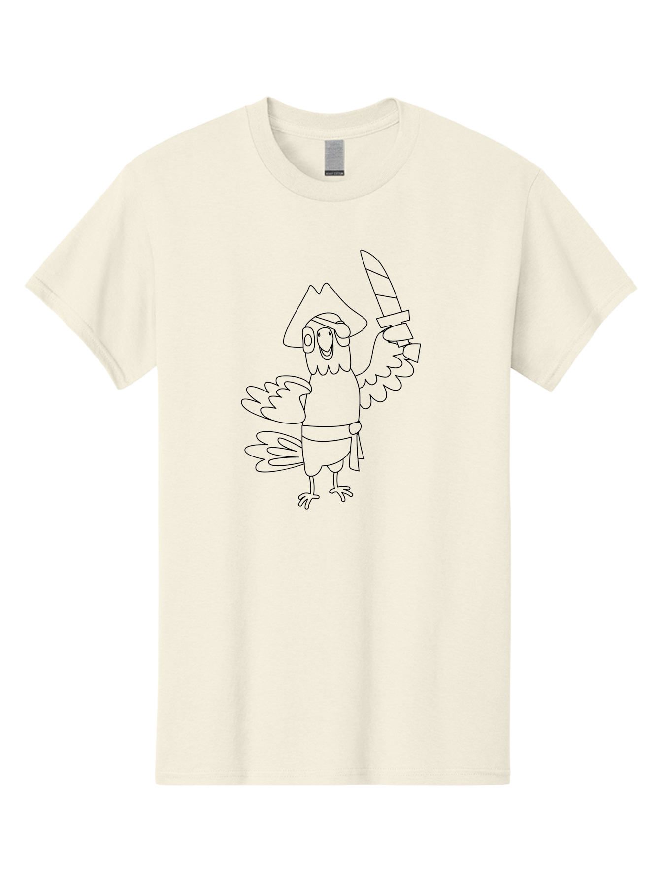 Pirate-Parrot-2 Men'S Graphic Tee, 100% Cotton, Comfortable Casual Summer Wear, Machine Washable, Cartoon Parrot, Pirate Character, Swashbuckling Adventure, Pirate Hat, Sword, Pirate Costume, Comedic Illustration, Swashbuckler, Pirate Theme, Aab875