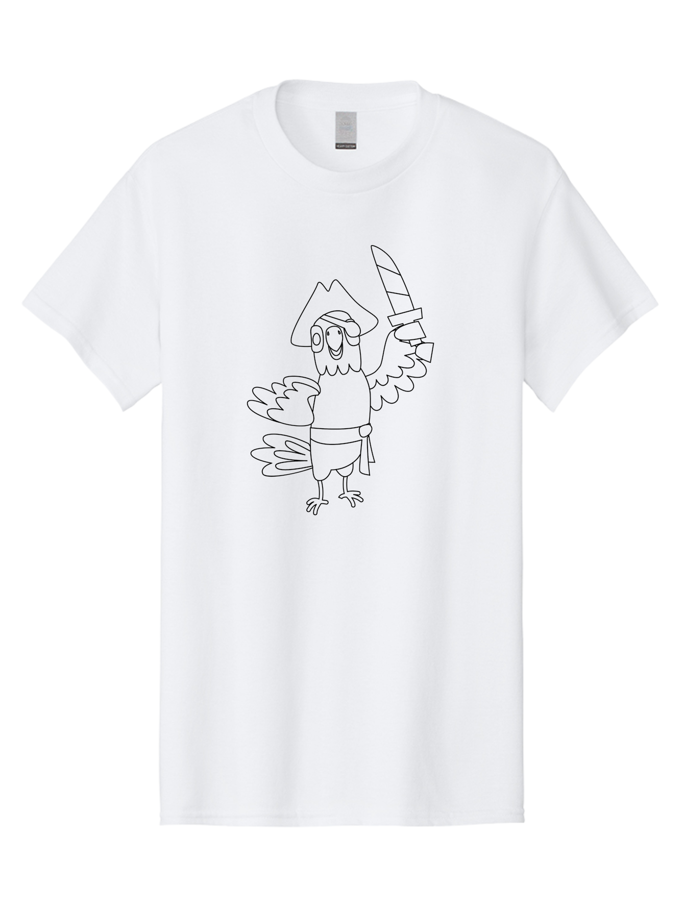 Pirate-Parrot-2 Men'S Graphic Tee, 100% Cotton, Comfortable Casual Summer Wear, Machine Washable, Cartoon Parrot, Pirate Character, Swashbuckling Adventure, Pirate Hat, Sword, Pirate Costume, Comedic Illustration, Swashbuckler, Pirate Theme, Aab875