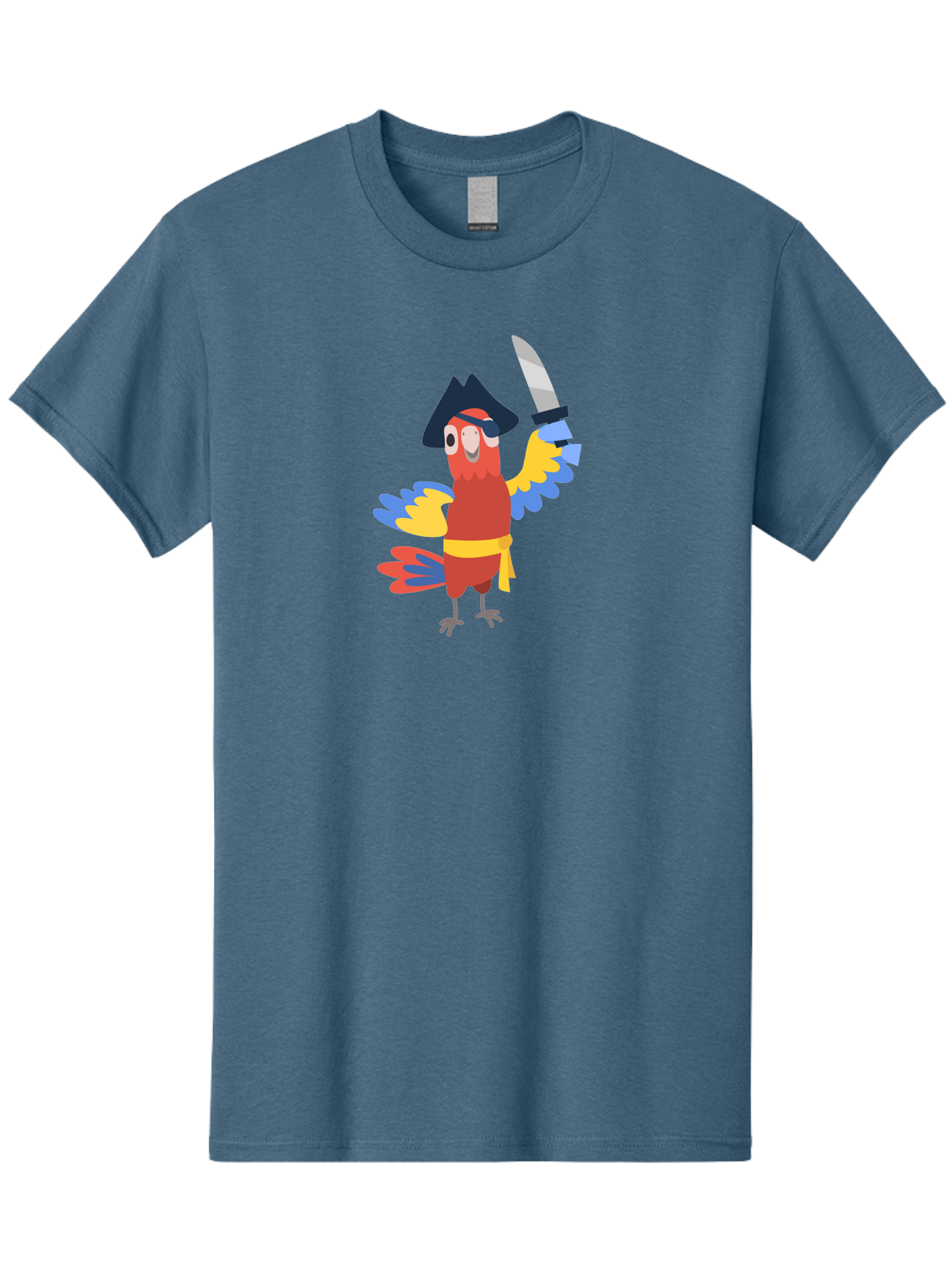 Pirate-Parrot Men'S Graphic Tee, 100% Cotton, Comfortable Casual Summer Wear, Machine Washable, Colorful Parrot Pirate, Pirate Bird Character, Swashbuckling Parrot, Pirate Hat, Pirate Sword, Cartoon Parrot, Pirate Costume, Red Parrot, Aab876