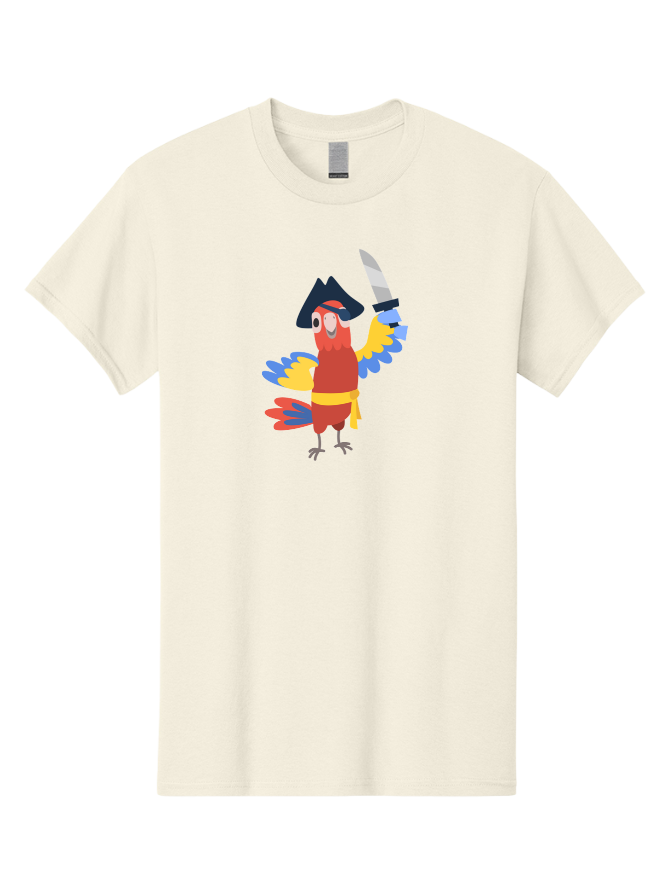Pirate-Parrot Men'S Graphic Tee, 100% Cotton, Comfortable Casual Summer Wear, Machine Washable, Colorful Parrot Pirate, Pirate Bird Character, Swashbuckling Parrot, Pirate Hat, Pirate Sword, Cartoon Parrot, Pirate Costume, Red Parrot, Aab876
