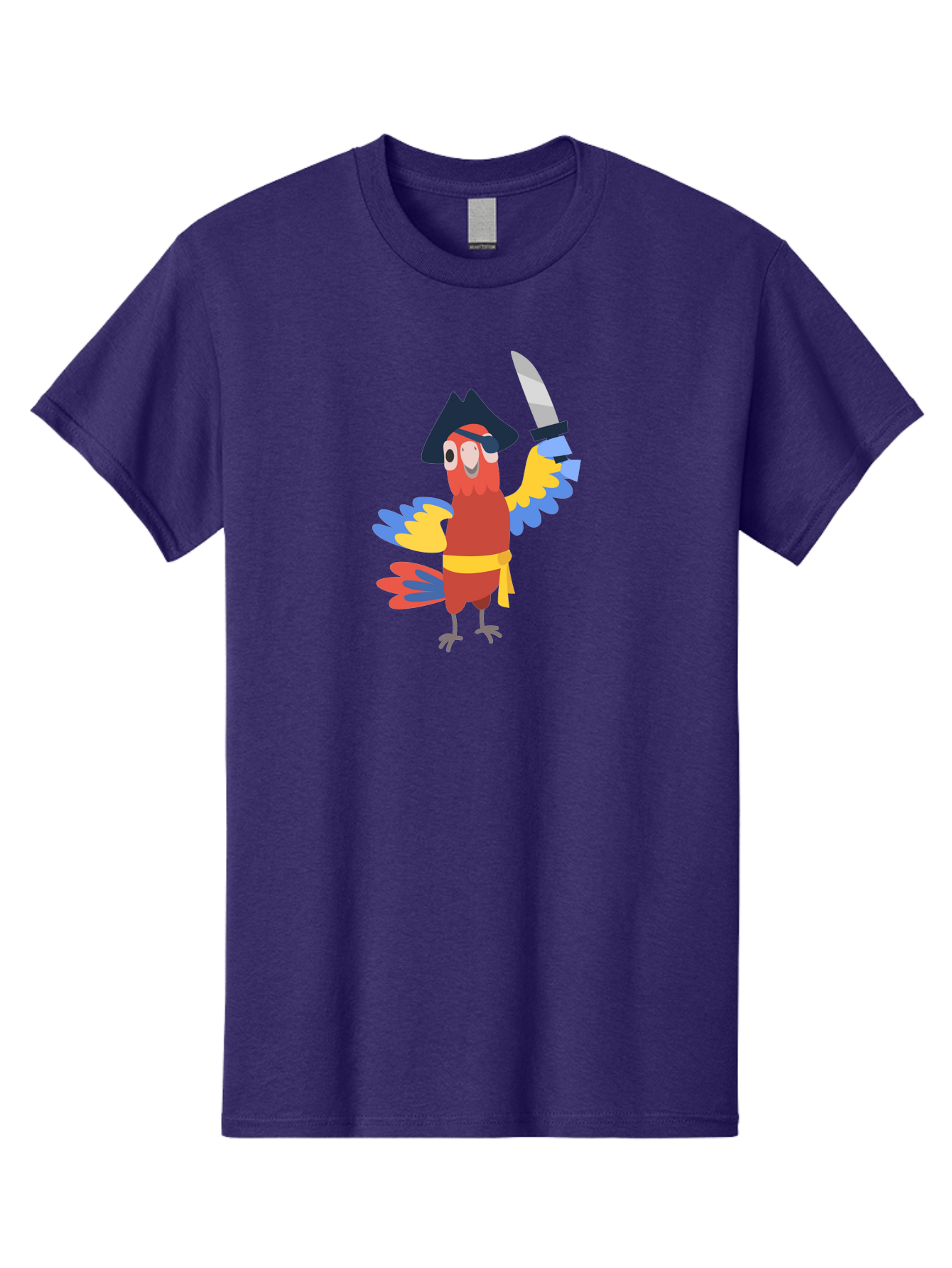 Pirate-Parrot Men'S Graphic Tee, 100% Cotton, Comfortable Casual Summer Wear, Machine Washable, Colorful Parrot Pirate, Pirate Bird Character, Swashbuckling Parrot, Pirate Hat, Pirate Sword, Cartoon Parrot, Pirate Costume, Red Parrot, Aab876