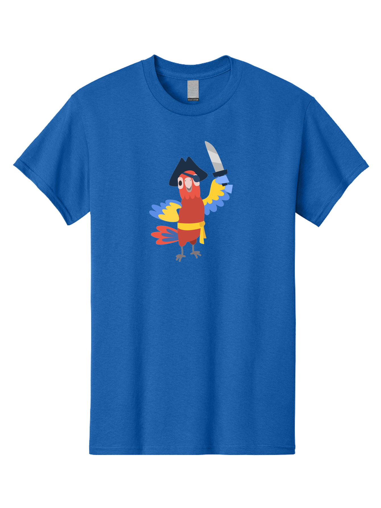 Pirate-Parrot Men'S Graphic Tee, 100% Cotton, Comfortable Casual Summer Wear, Machine Washable, Colorful Parrot Pirate, Pirate Bird Character, Swashbuckling Parrot, Pirate Hat, Pirate Sword, Cartoon Parrot, Pirate Costume, Red Parrot, Aab876