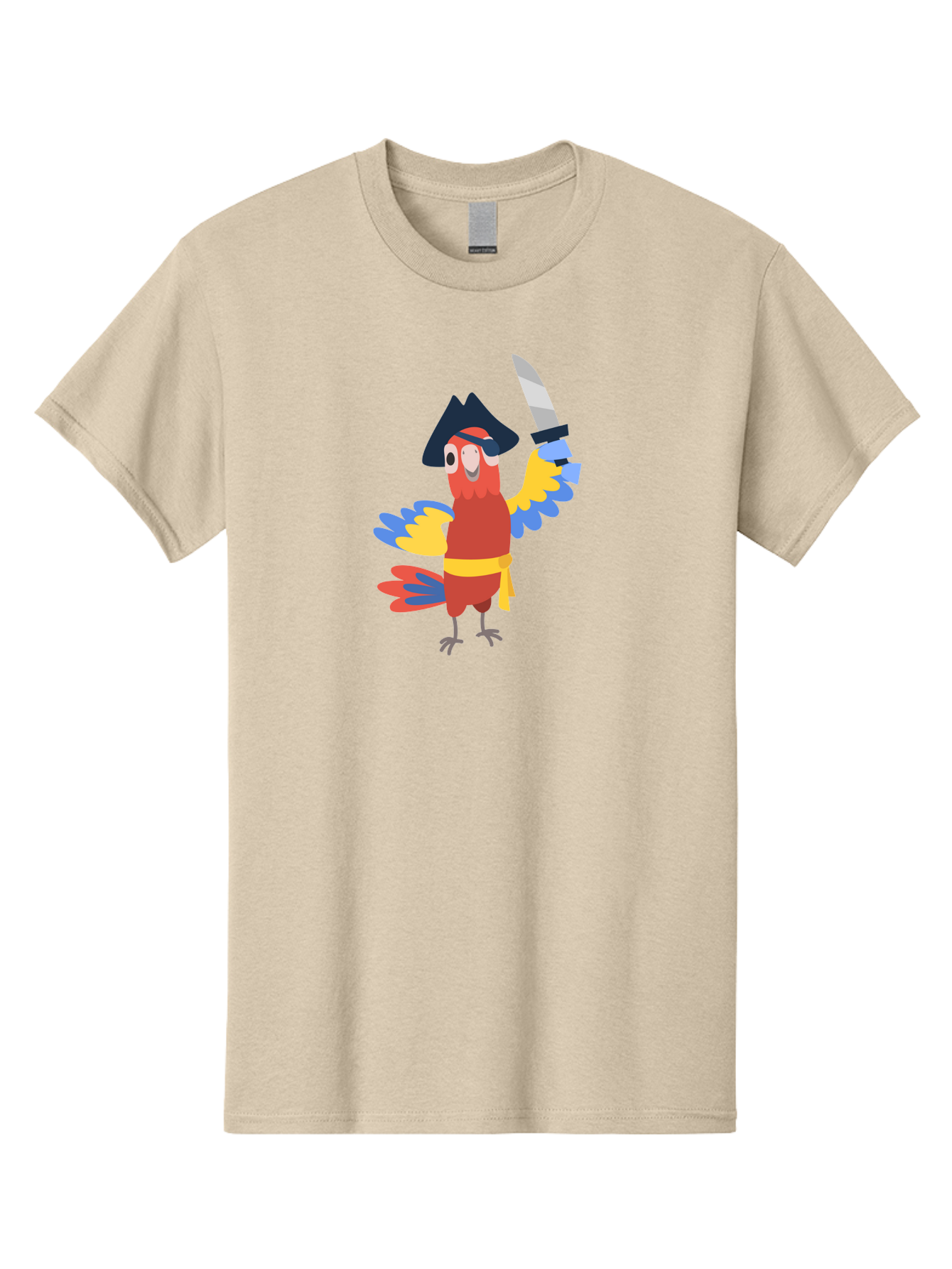 Pirate-Parrot Men'S Graphic Tee, 100% Cotton, Comfortable Casual Summer Wear, Machine Washable, Colorful Parrot Pirate, Pirate Bird Character, Swashbuckling Parrot, Pirate Hat, Pirate Sword, Cartoon Parrot, Pirate Costume, Red Parrot, Aab876