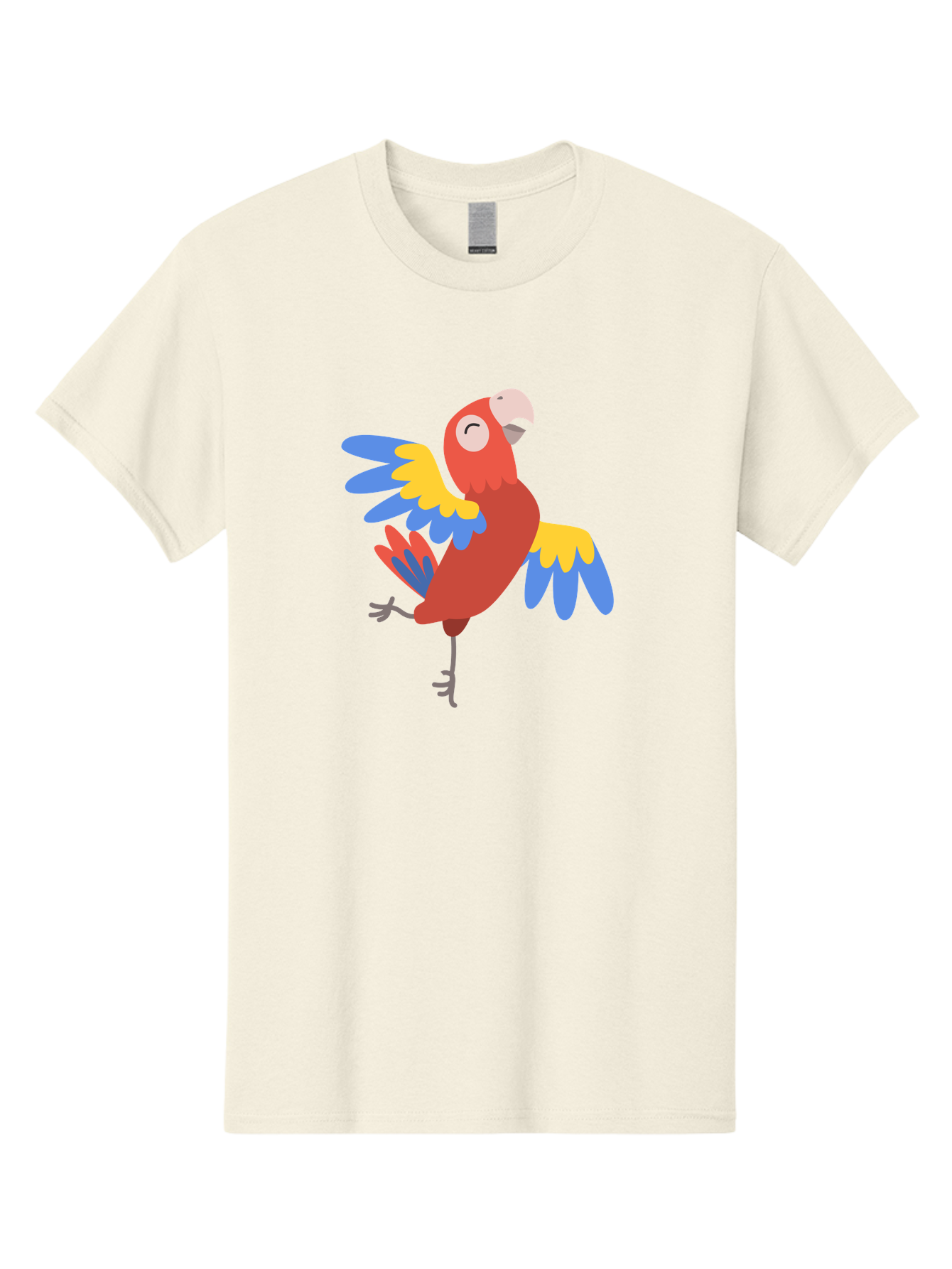 Red-Parrot-2 Men'S Graphic Tee, 100% Cotton, Comfortable Casual Summer Wear, Machine Washable, Colorful Parrot, Vibrant Red, Blue And Yellow Feathers, Tropical Bird, Cartoon Character, Playful Illustration, Exotic Animal, Bird Species Aab878