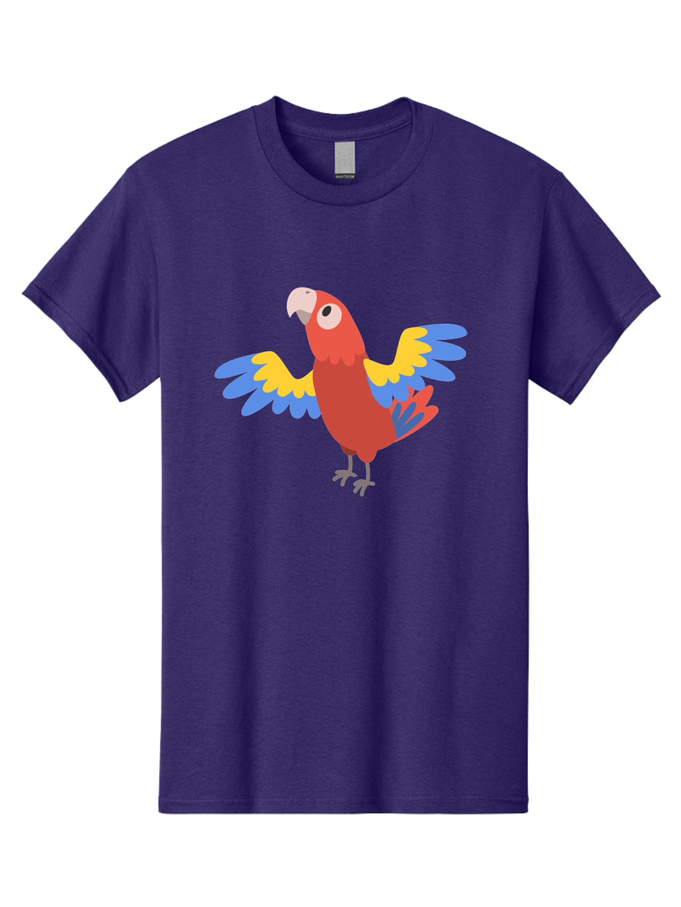 Scarlet-Macaw Men'S Graphic Tee, 100% Cotton, Comfortable Casual Summer Wear, Machine Washable, Colorful Parrot, Vibrant Red Body, Blue And Yellow Wings, Cartoon-Style Illustration, Tropical Bird, Playful, Parrot Species, Exotic Plumage, Aab883