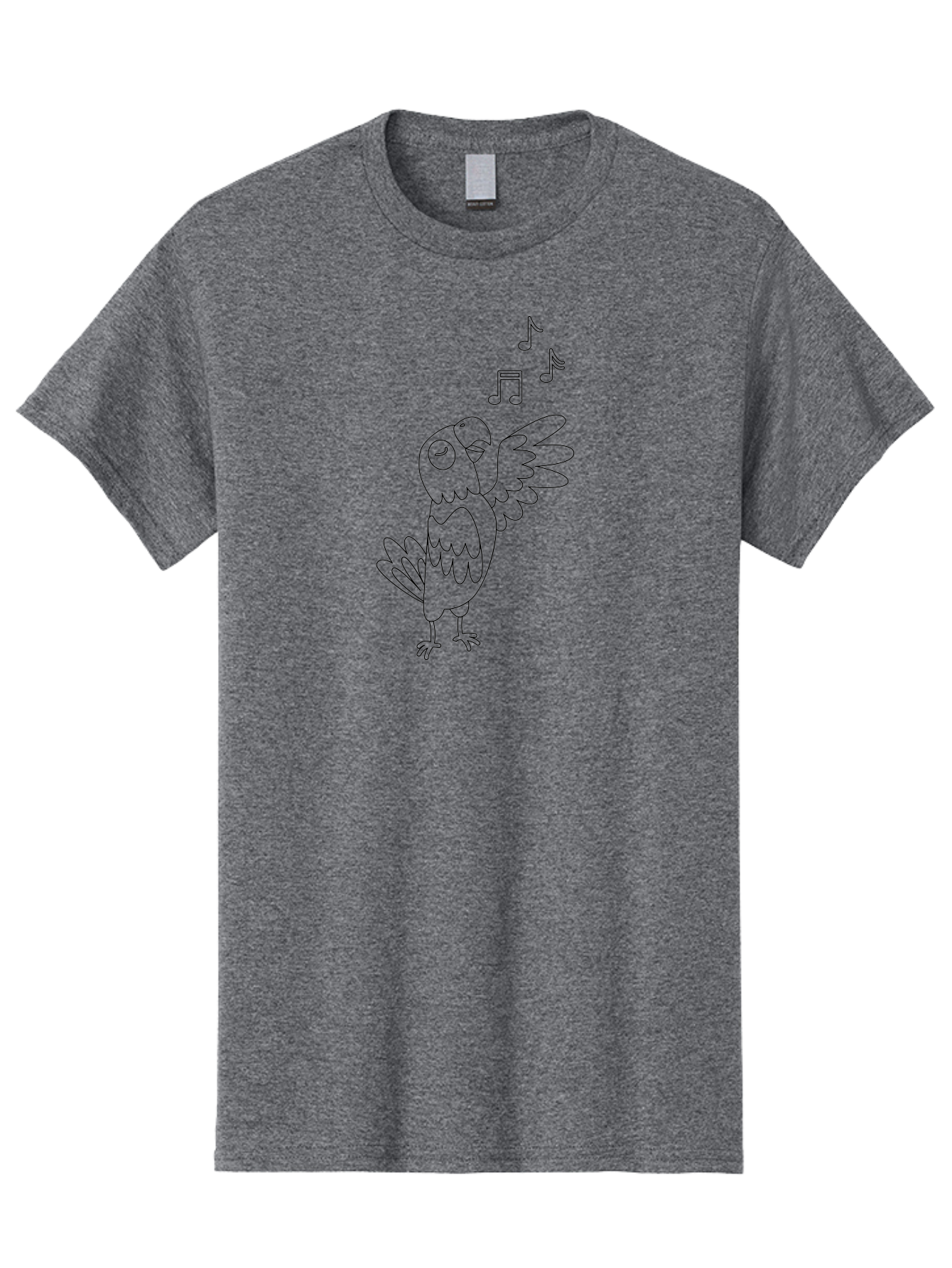 Singing-Parrot-2 Men'S Graphic Tee, 100% Cotton, Comfortable Casual Summer Wear, Machine Washable, Parrot Singing, Bird Song, Musical Notes, Cartoon Parrot, Bird Illustration, Singing Bird, Melody, Music, Parrot Illustration, Funny Parrot, Aab885
