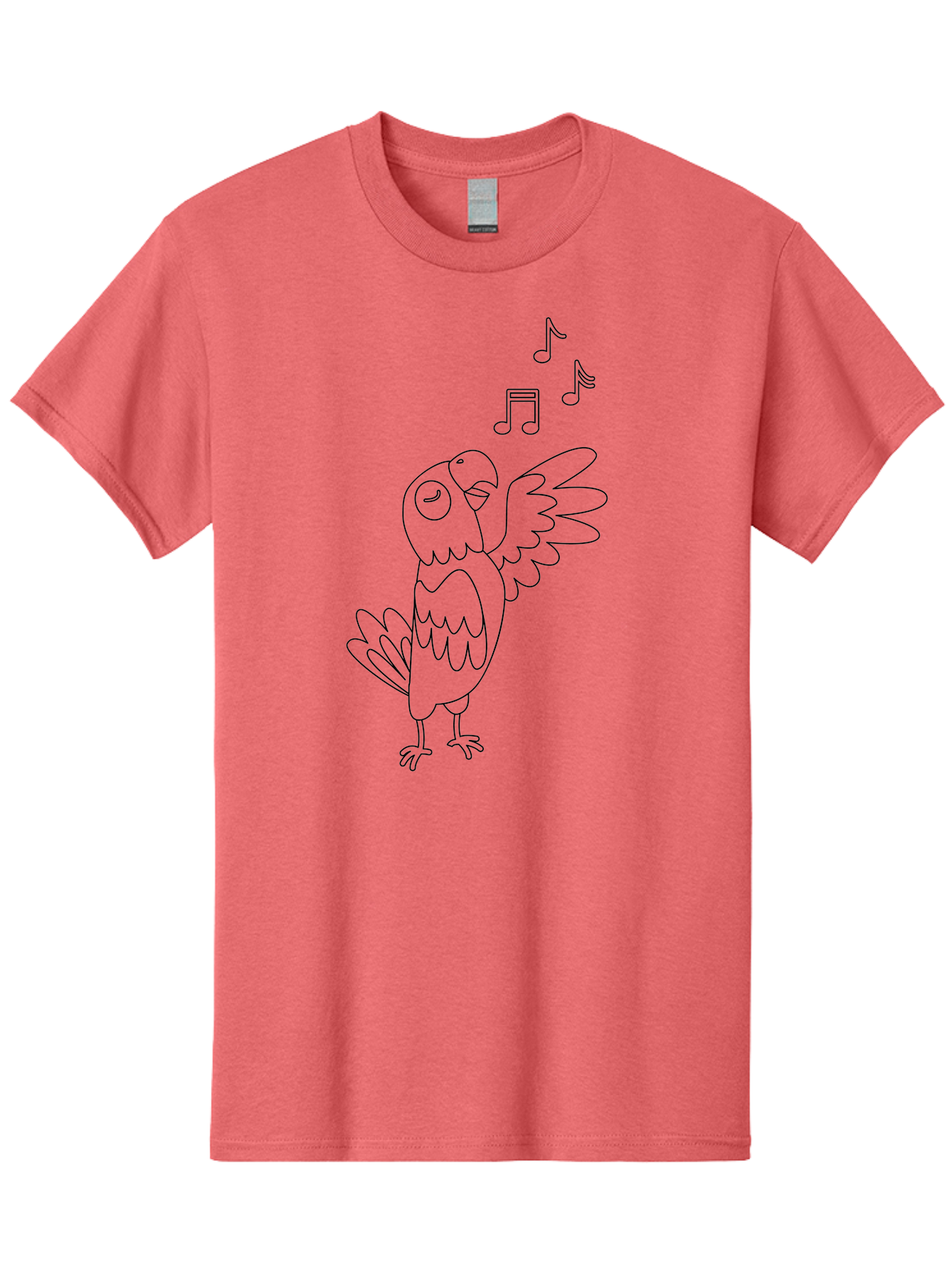 Singing-Parrot-3 Men'S Graphic Tee, 100% Cotton, Comfortable Casual Summer Wear, Machine Washable, Parrot Singing, Musical Notes, Cartoon Bird, Whimsical Design, Playful Illustration, Music Lover, Bird Enthusiast, Creative Art Aab886