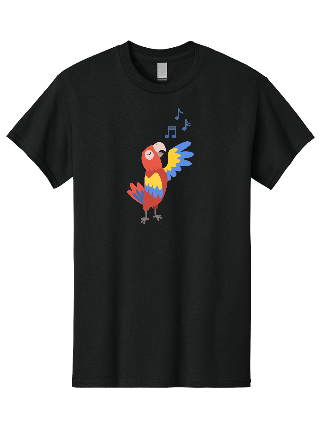 Singing-Parrot Men'S Graphic Tee, 100% Cotton, Comfortable Casual Summer Wear, Machine Washable, Colorful Parrot, Singing Bird, Vibrant Plumage, Tropical Bird, Happy Atmosphere, Melodic Sounds, Bird Song, Joyful Creature Aab887