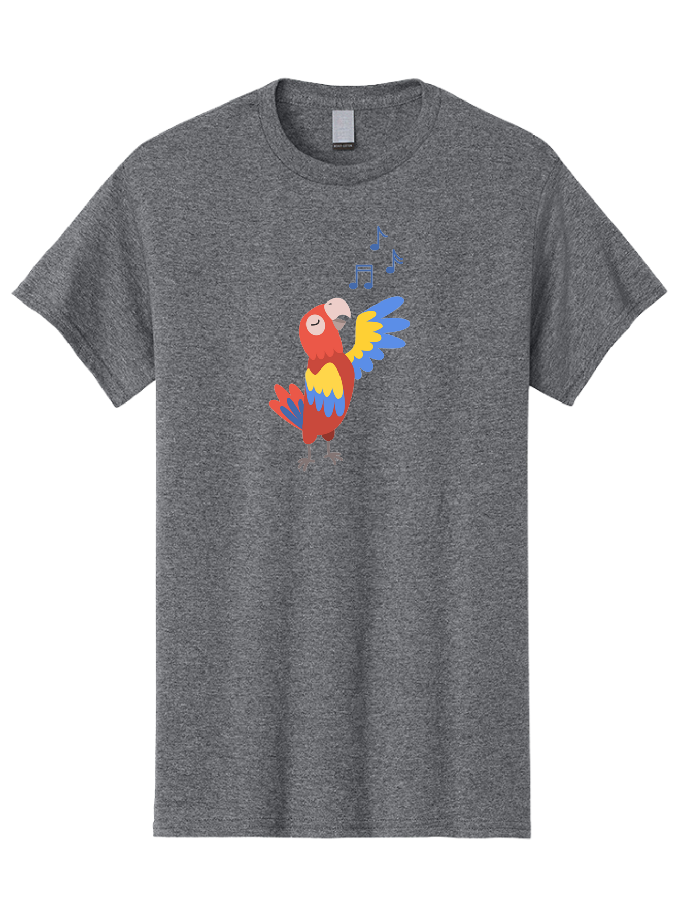 Singing-Parrot Men'S Graphic Tee, 100% Cotton, Comfortable Casual Summer Wear, Machine Washable, Colorful Parrot, Singing Bird, Vibrant Plumage, Tropical Bird, Happy Atmosphere, Melodic Sounds, Bird Song, Joyful Creature Aab887