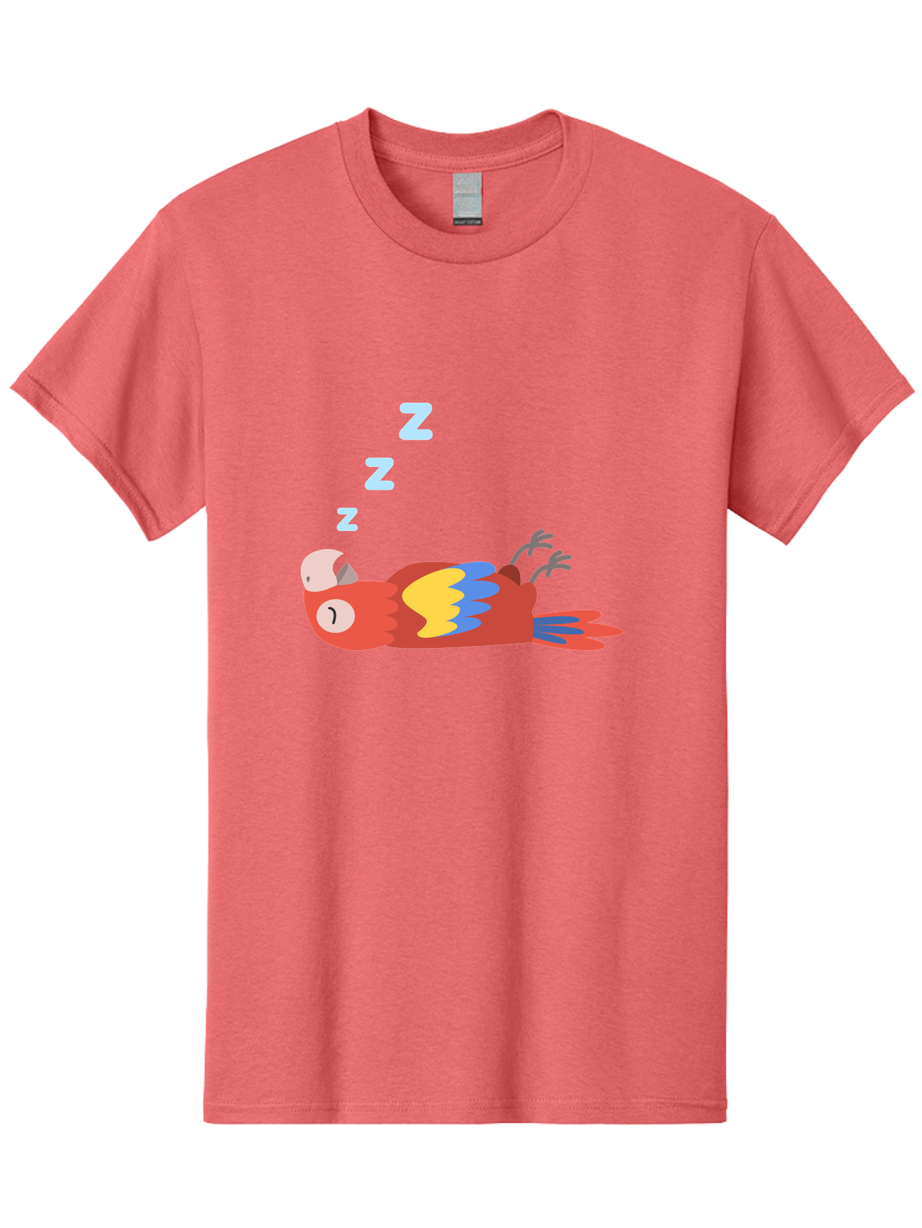 Sleeping-Parrot-1 Men'S Graphic Tee, 100% Cotton, Comfortable Casual Summer Wear, Machine Washable, Sleeping Parrot, Cartoon Bird, Colorful Plumage, Relaxed Atmosphere, Snoozing Animal, Zzz, Dreamy Expression, Vibrant Feathers, Tropical Bird Aab888