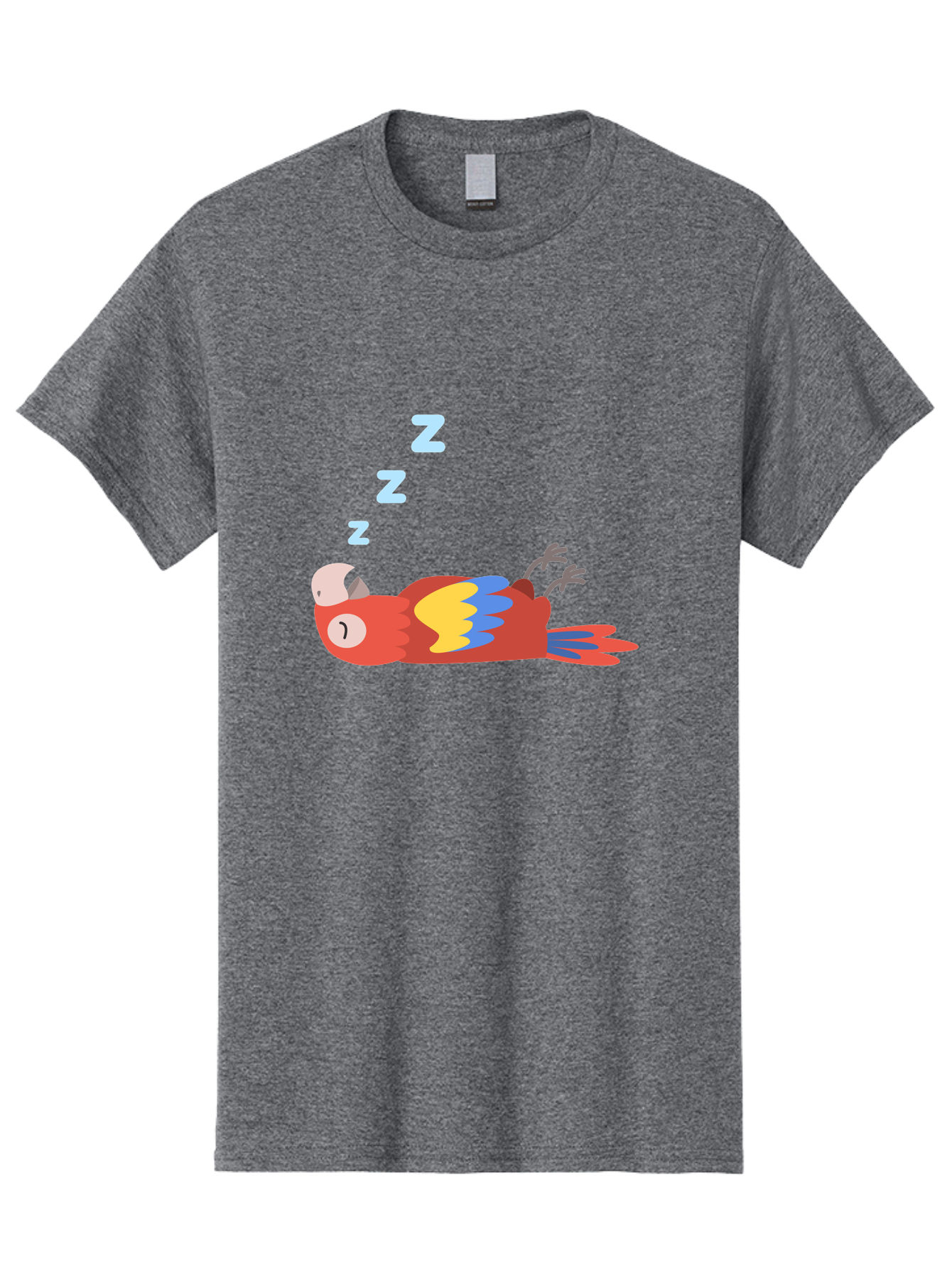 Sleeping-Parrot-1 Men'S Graphic Tee, 100% Cotton, Comfortable Casual Summer Wear, Machine Washable, Sleeping Parrot, Cartoon Bird, Colorful Plumage, Relaxed Atmosphere, Snoozing Animal, Zzz, Dreamy Expression, Vibrant Feathers, Tropical Bird Aab888