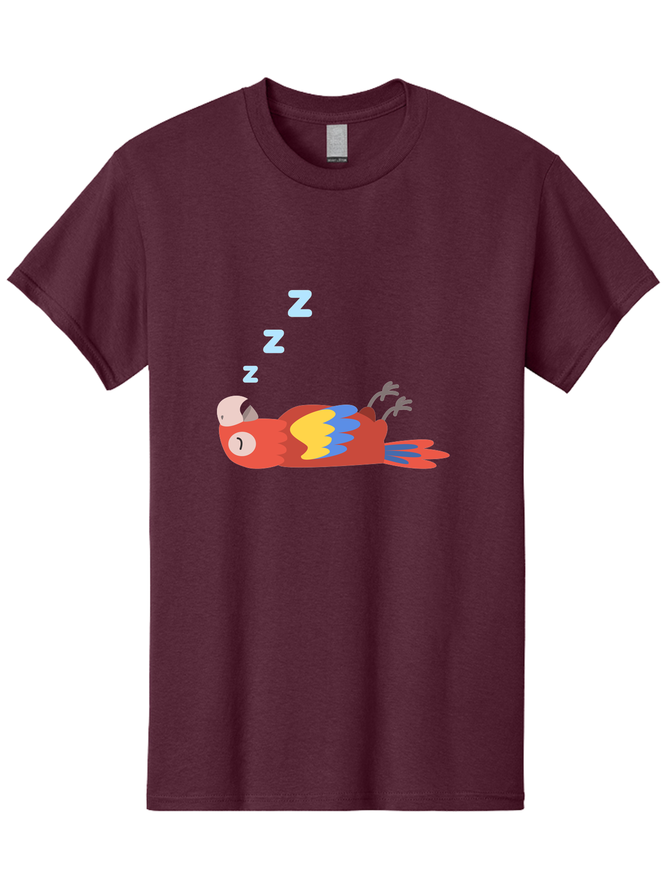 Sleeping-Parrot-1 Men'S Graphic Tee, 100% Cotton, Comfortable Casual Summer Wear, Machine Washable, Sleeping Parrot, Cartoon Bird, Colorful Plumage, Relaxed Atmosphere, Snoozing Animal, Zzz, Dreamy Expression, Vibrant Feathers, Tropical Bird Aab888