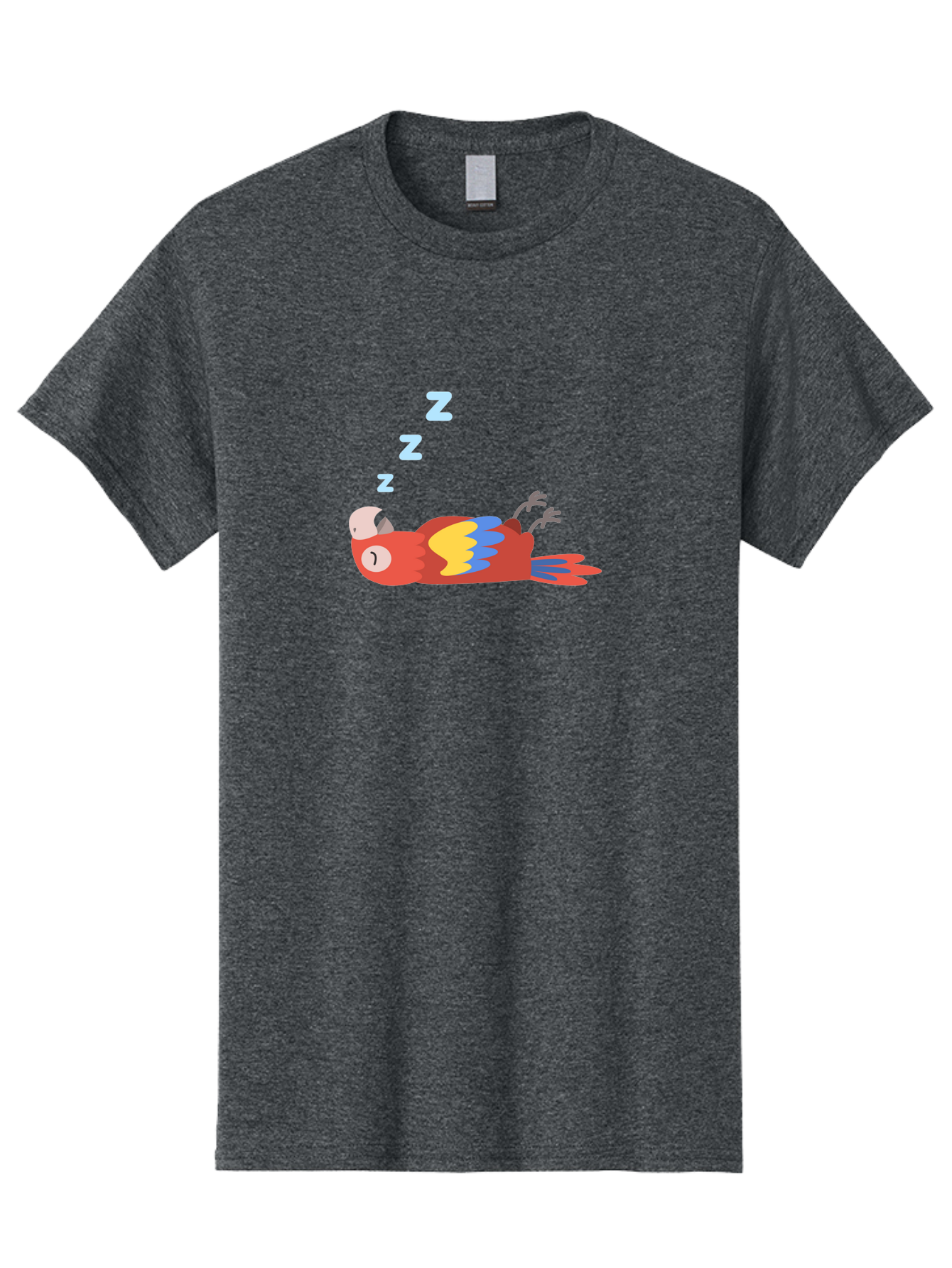 Sleeping-Parrot Men'S Graphic Tee, 100% Cotton, Comfortable Casual Summer Wear, Machine Washable, Sleeping Parrot, Cartoon Parrot, Colorful Bird, Vibrant Feathers, Blue And Yellow Wings, Relaxed Atmosphere, Dreamy Mood, Zzz Symbol Aab890