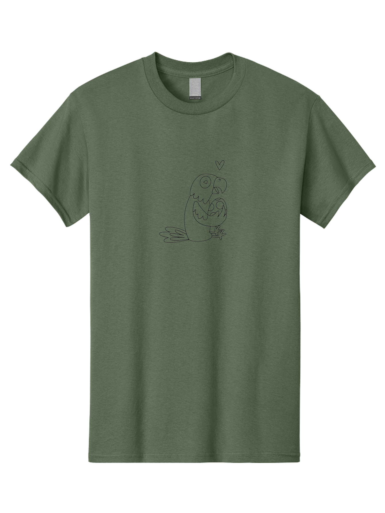 Two-Parrots-Hugging Men'S Graphic Tee, 100% Cotton, Comfortable Casual Summer Wear, Machine Washable, Parrot Hugging Chick, Cute Cartoon Animals, Bird Love, Adorable Illustration, Heartwarming Scene, Animal Affection, Tender Moment, Aab895