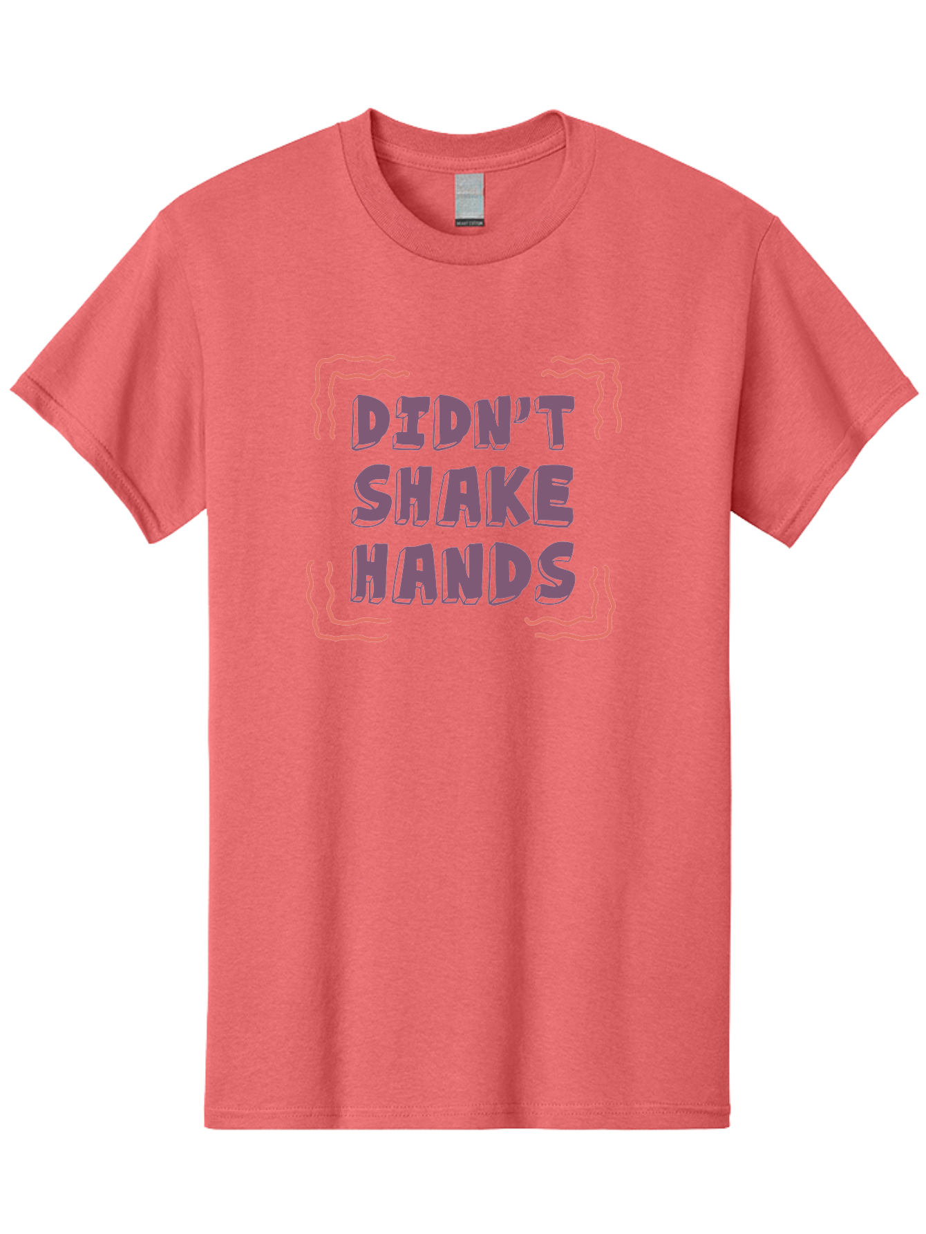Didn-T-Shake-Hands Men'S Graphic Tee, 100% Cotton, Comfortable Casual Summer Wear, Machine Washable, Didn'T Shake Hands, Refusing Handshake, Bold Statement, Viral Meme, Humorous Graphic, Provocative Phrase, Quirky Design, Purple Text, Aab899