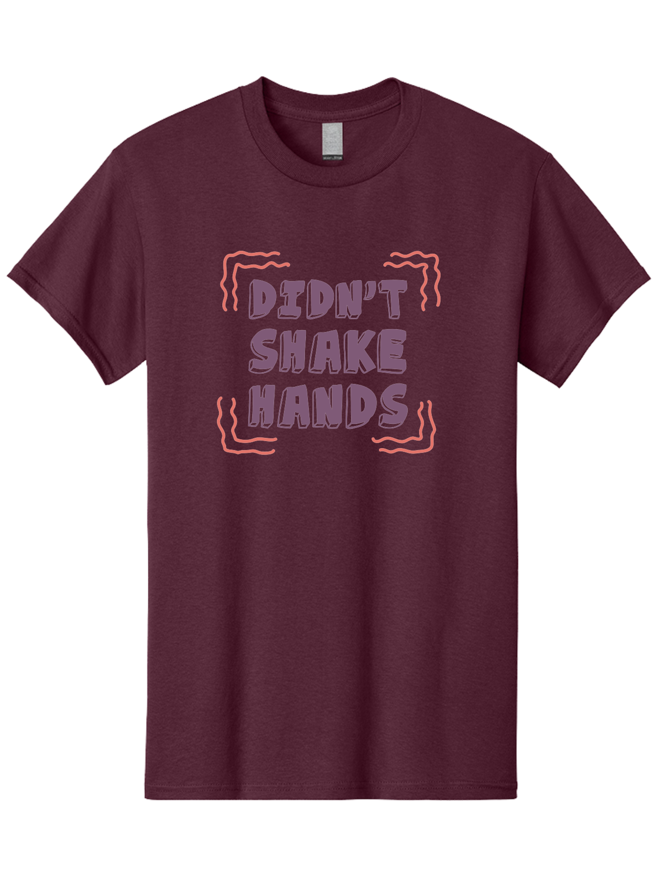 Didn-T-Shake-Hands Men'S Graphic Tee, 100% Cotton, Comfortable Casual Summer Wear, Machine Washable, Didn'T Shake Hands, Refusing Handshake, Bold Statement, Viral Meme, Humorous Graphic, Provocative Phrase, Quirky Design, Purple Text, Aab899