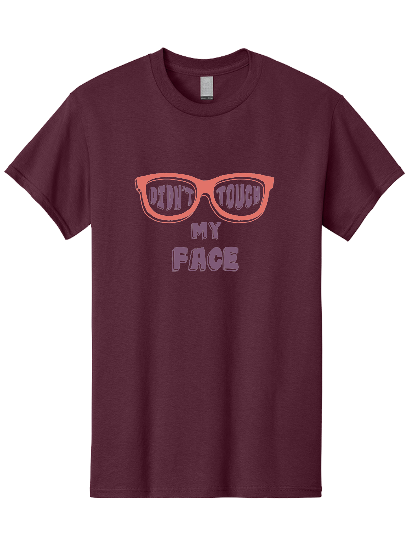 Didn-T-Touch-My-Face Men'S Graphic Tee, 100% Cotton, Comfortable Casual Summer Wear, Machine Washable, Funny Glasses, Quirky Saying, Humorous Design, Pink Glasses, Purple Text, Hygiene Reminder, Viral Meme, Eye-Catching Graphic, Aab900