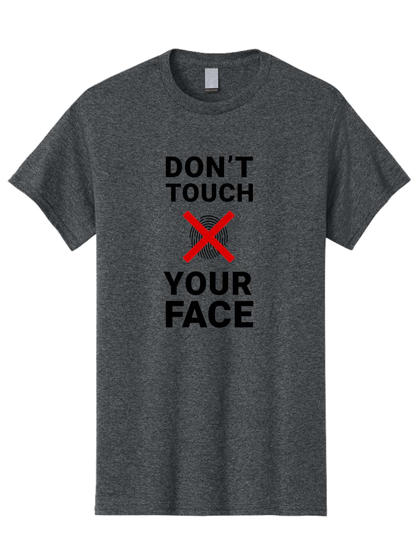 Don-T-Touch-Your-Face Men'S Graphic Tee, 100% Cotton, Comfortable Casual Summer Wear, Machine Washable, Public Health Warning, Hygiene Reminder, Face Touching Prevention, Fingerprint Graphic, Red Cross Symbol, Health Safety Message, Aab901