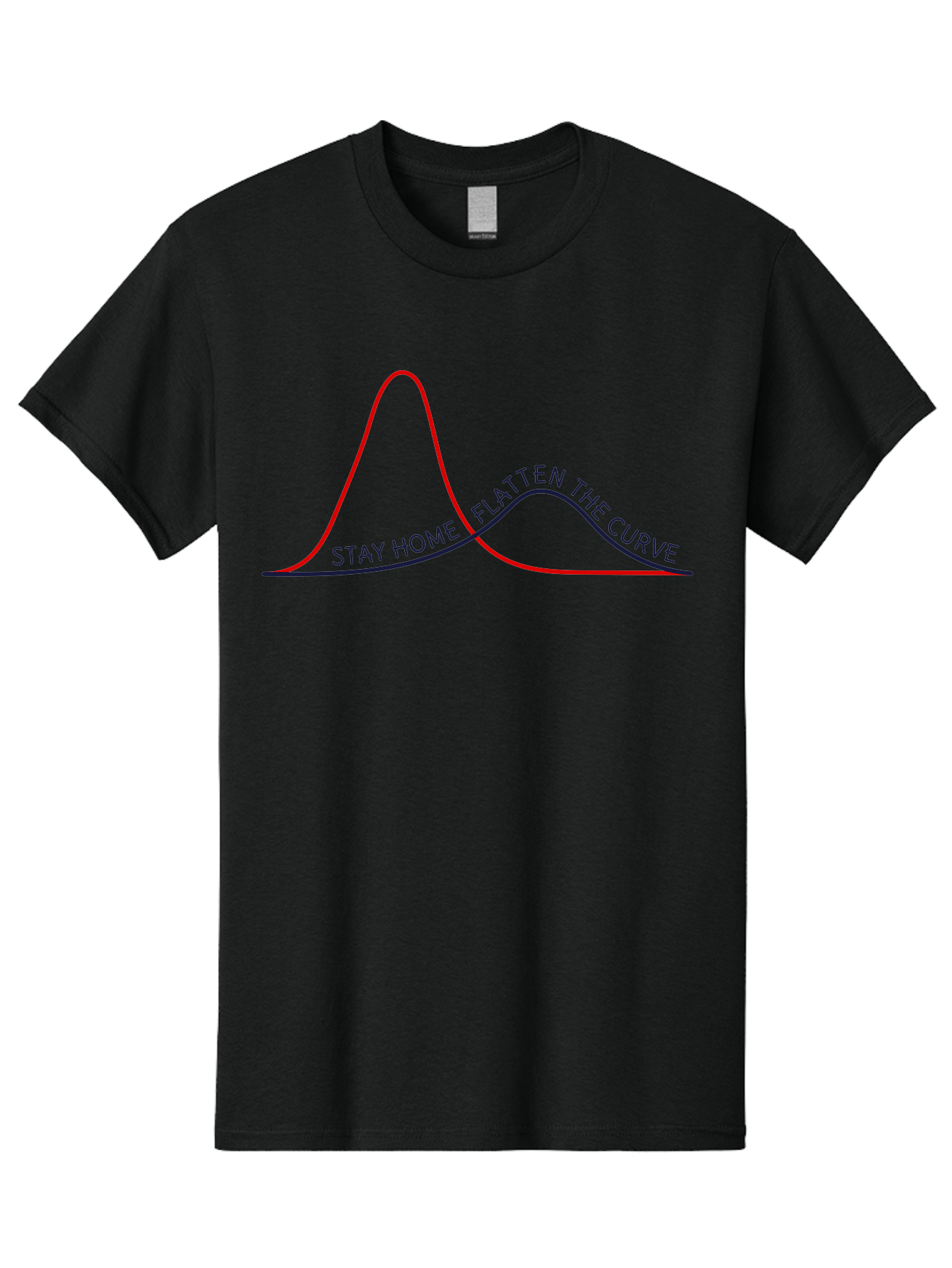 Flatten-The-Curve Men'S Graphic Tee, 100% Cotton, Comfortable Casual Summer Wear, Machine Washable, Flatten The Curve Graph, Covid-19 Prevention, Stay Home Message, Public Health Awareness, Pandemic Control, Epidemiology Chart, Aab903