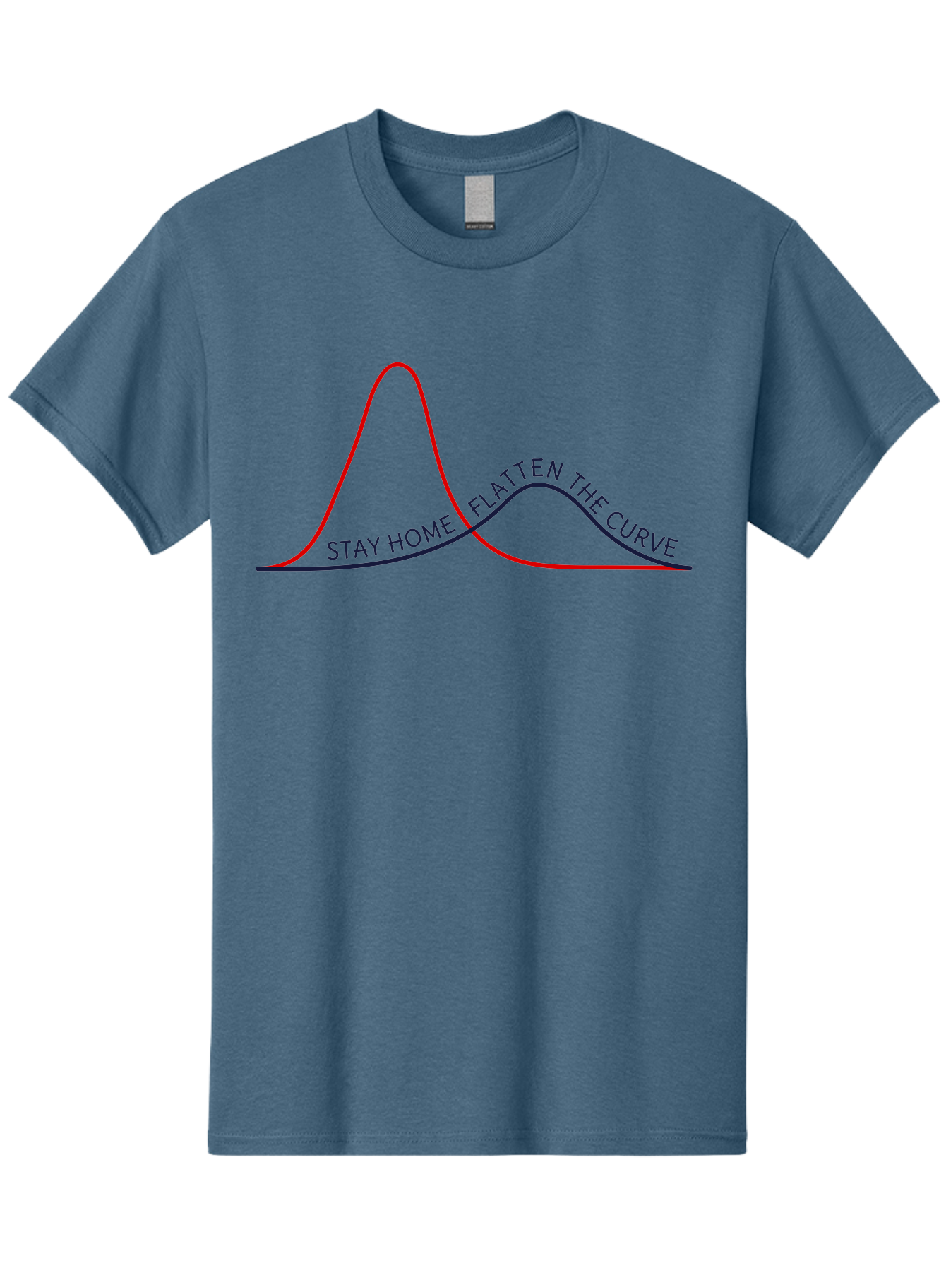 Flatten-The-Curve Men'S Graphic Tee, 100% Cotton, Comfortable Casual Summer Wear, Machine Washable, Flatten The Curve Graph, Covid-19 Prevention, Stay Home Message, Public Health Awareness, Pandemic Control, Epidemiology Chart, Aab903