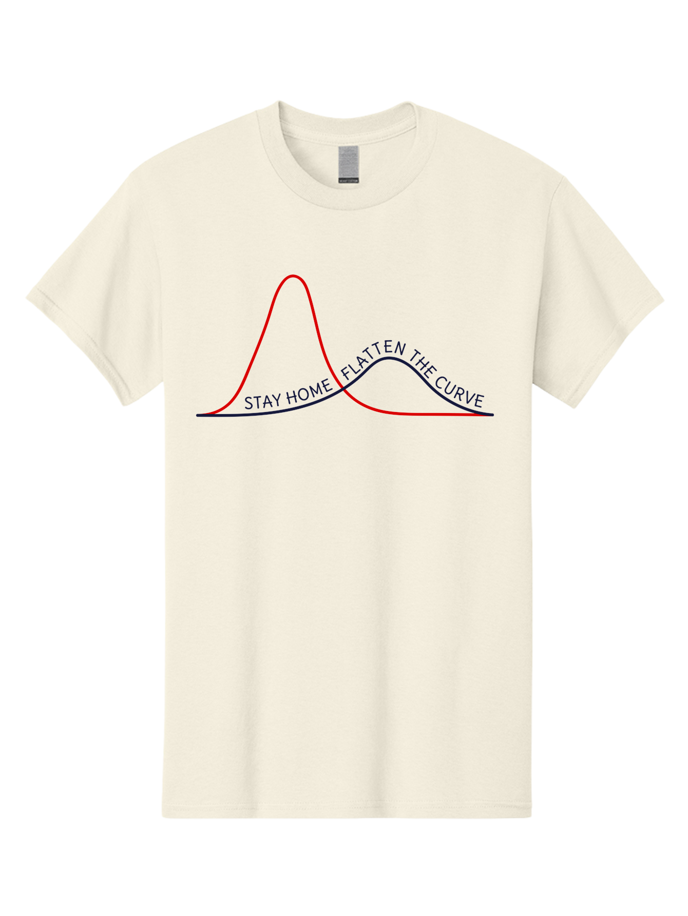 Flatten-The-Curve Men'S Graphic Tee, 100% Cotton, Comfortable Casual Summer Wear, Machine Washable, Flatten The Curve Graph, Covid-19 Prevention, Stay Home Message, Public Health Awareness, Pandemic Control, Epidemiology Chart, Aab903