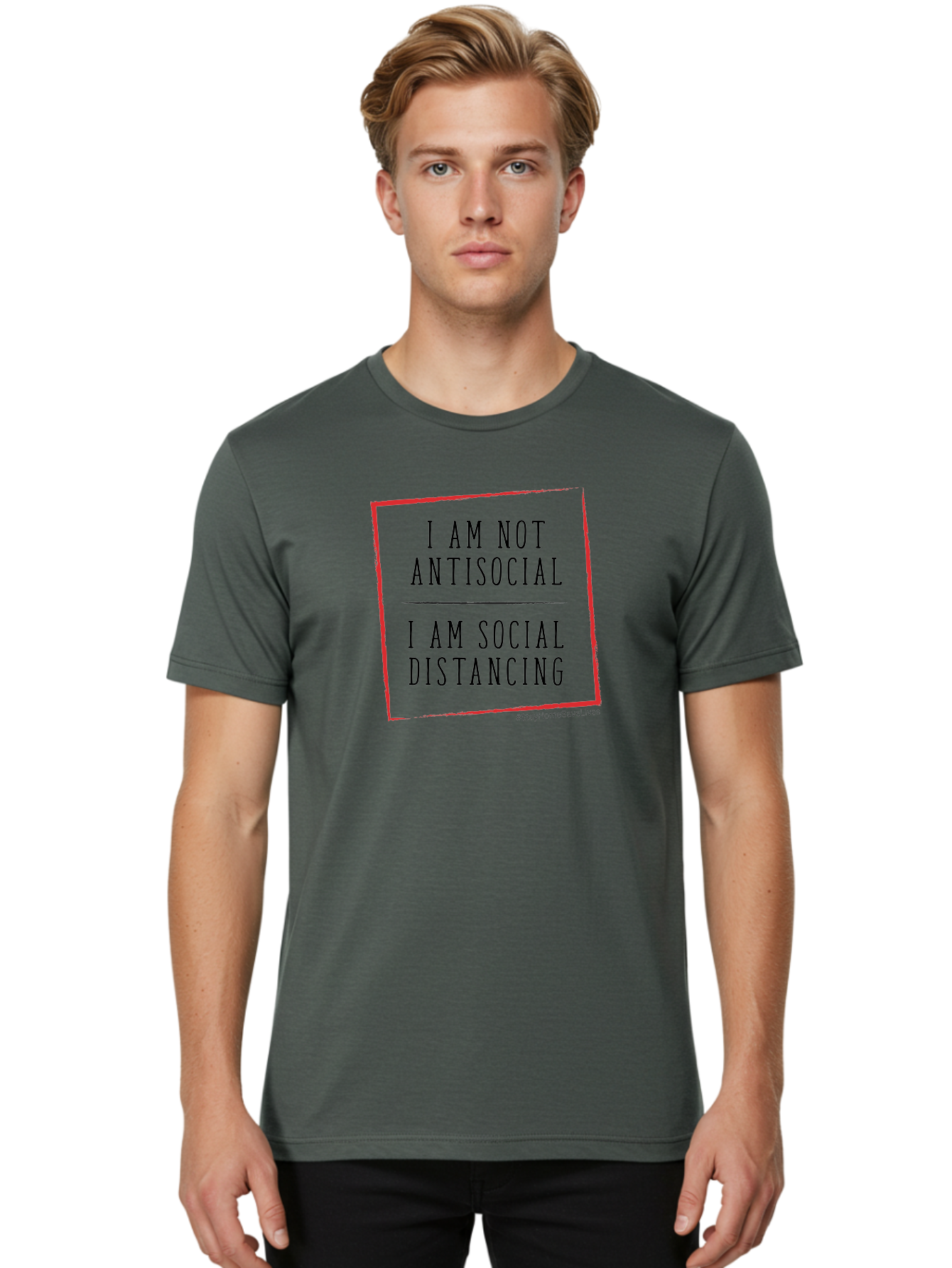 I-Am-Not-Antisocial-I-Am-Social-Distancing Men'S Graphic Tee, 100% Cotton, Comfortable Casual Summer Wear, Machine Washable, Social Distancing Awareness, Stay Home Save Lives, Covid-19 Prevention, Coronavirus Safety, Public Health Message, Aab904